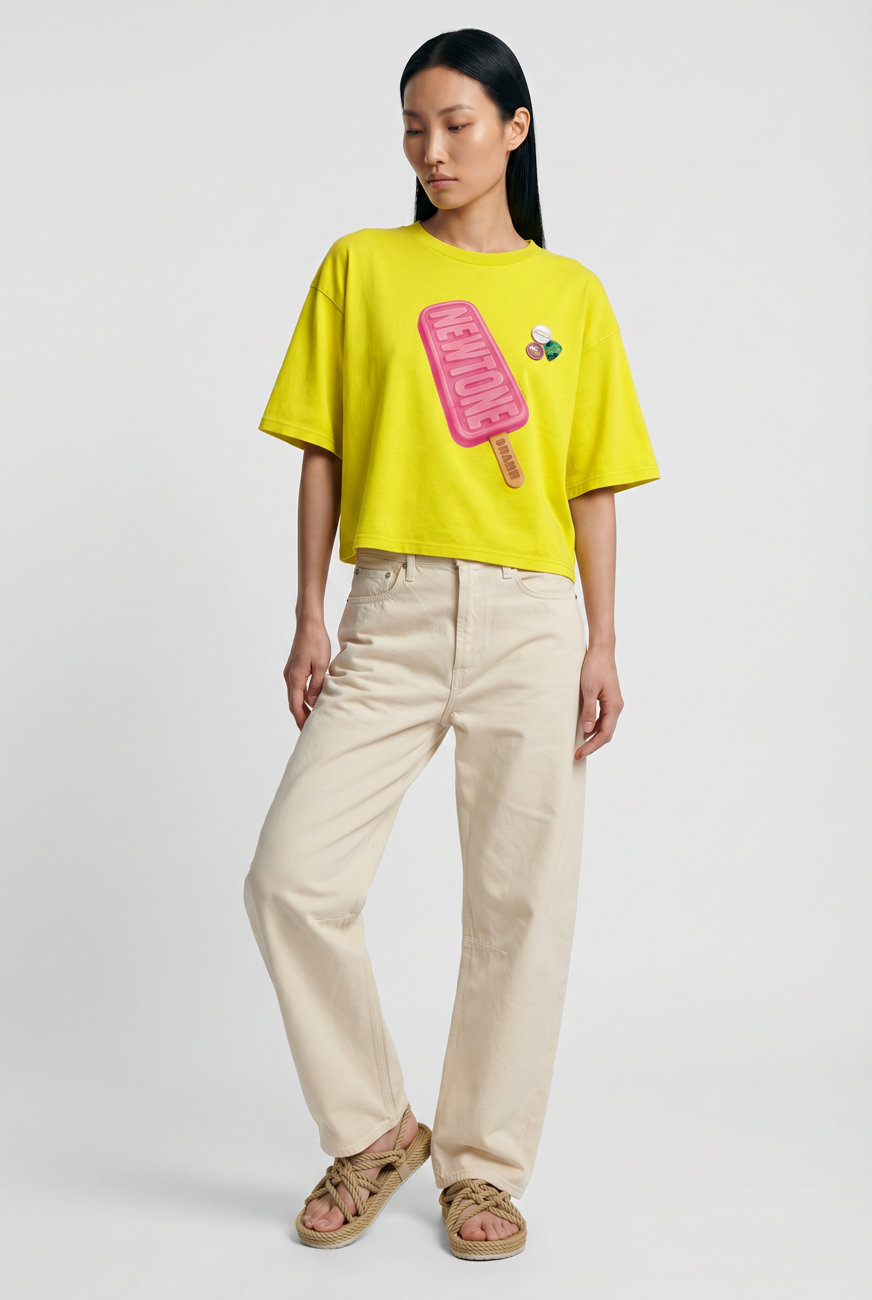 Tee shirt crop crooper sun "FREEZE"