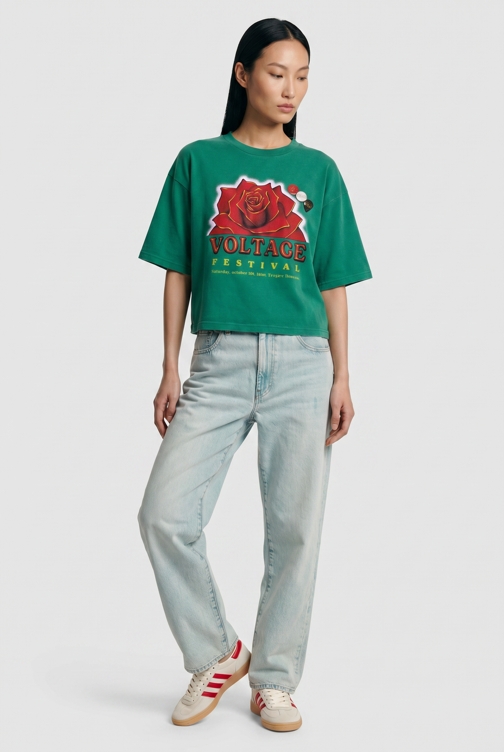 Tee shirt crop crooper apple "VOLTAGE"