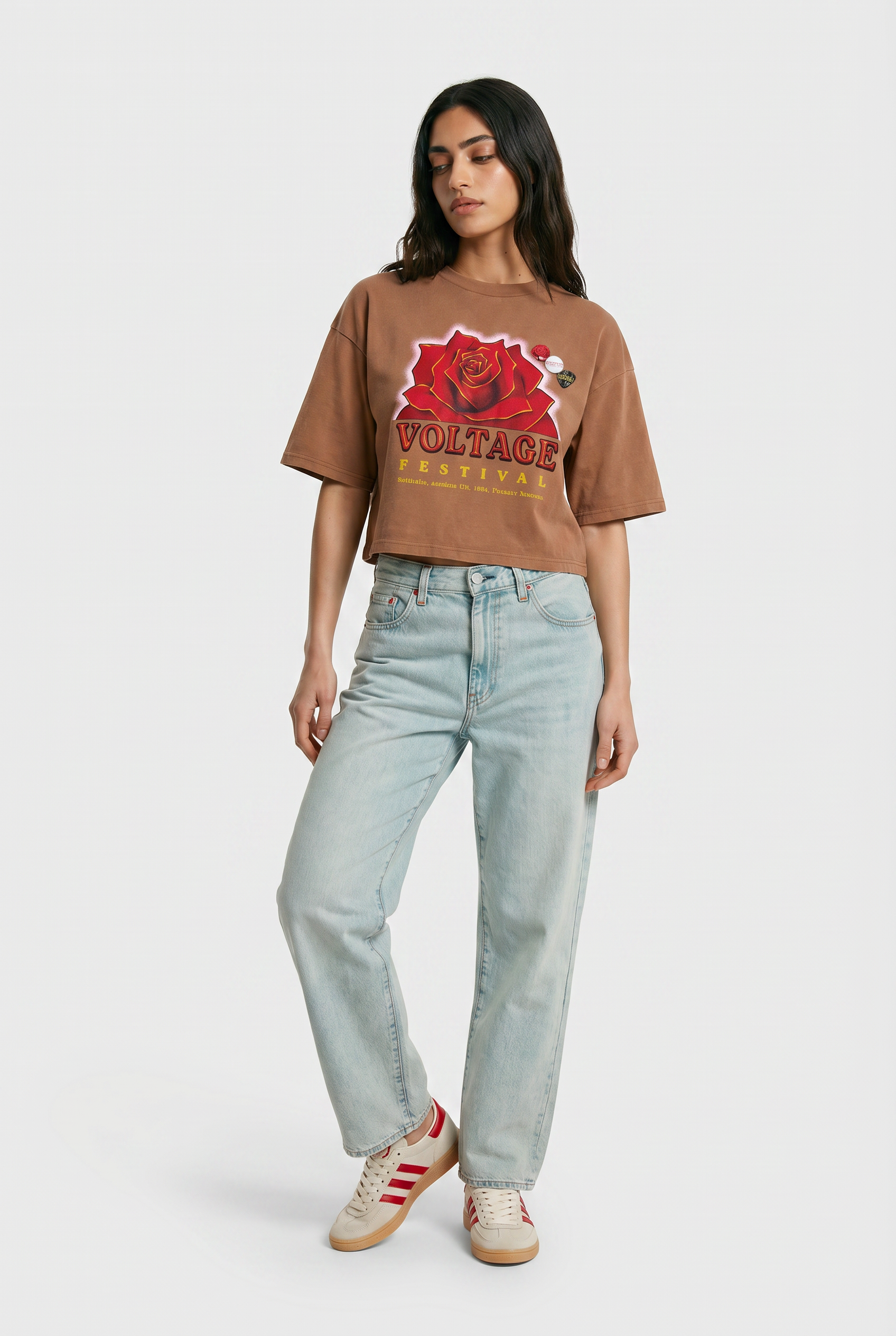 Tee shirt crop crooper yam "VOLTAGE"