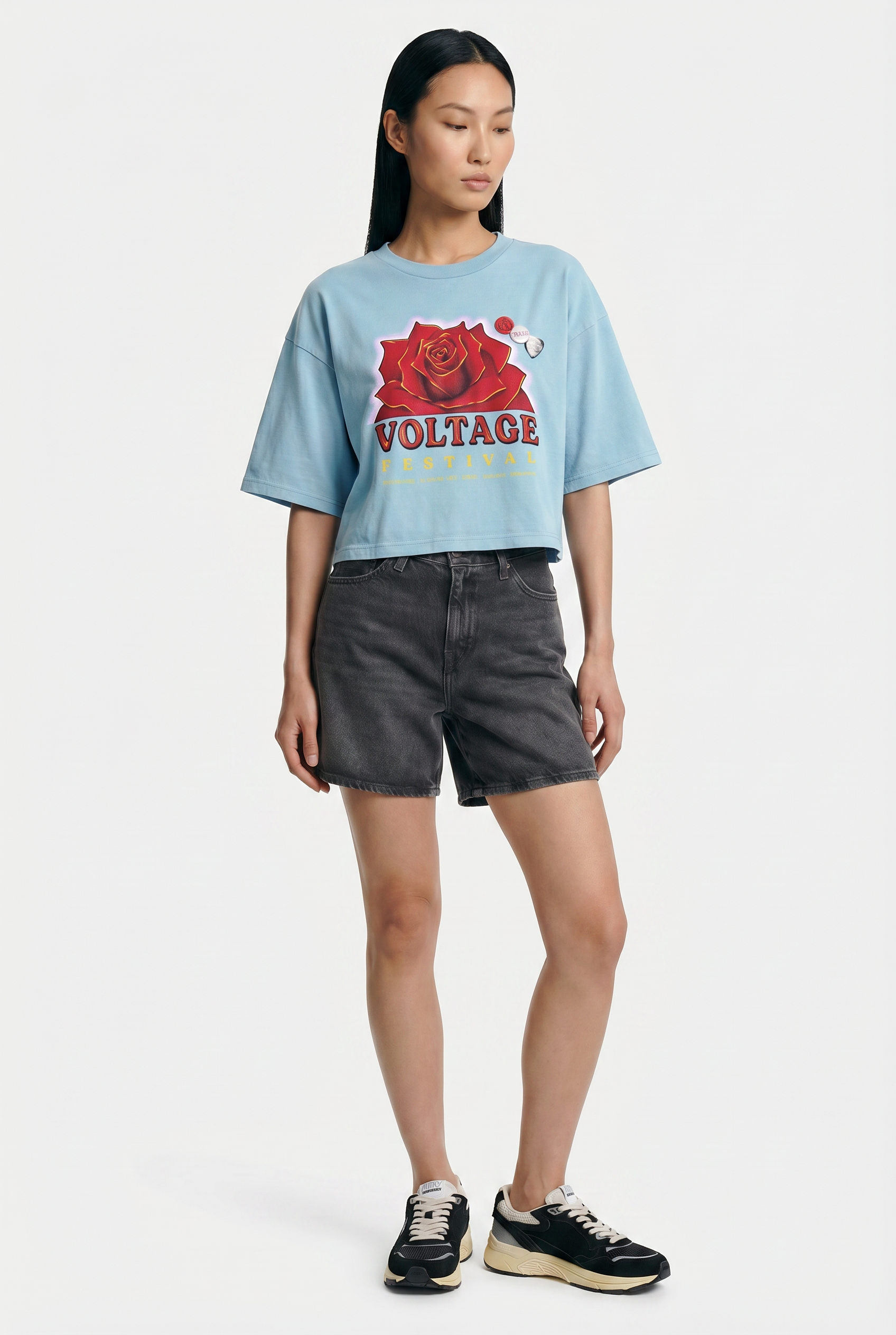 Tee shirt crop crooper ice "VOLTAGE"