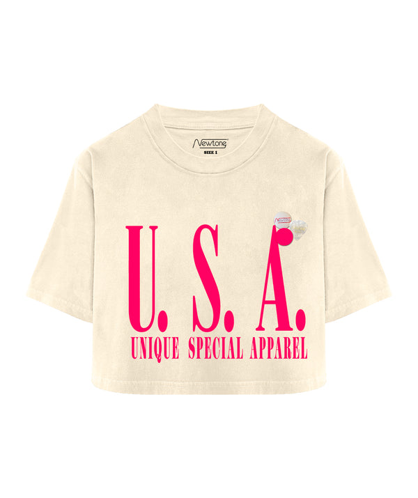Tee shirt crooper natural "USA"