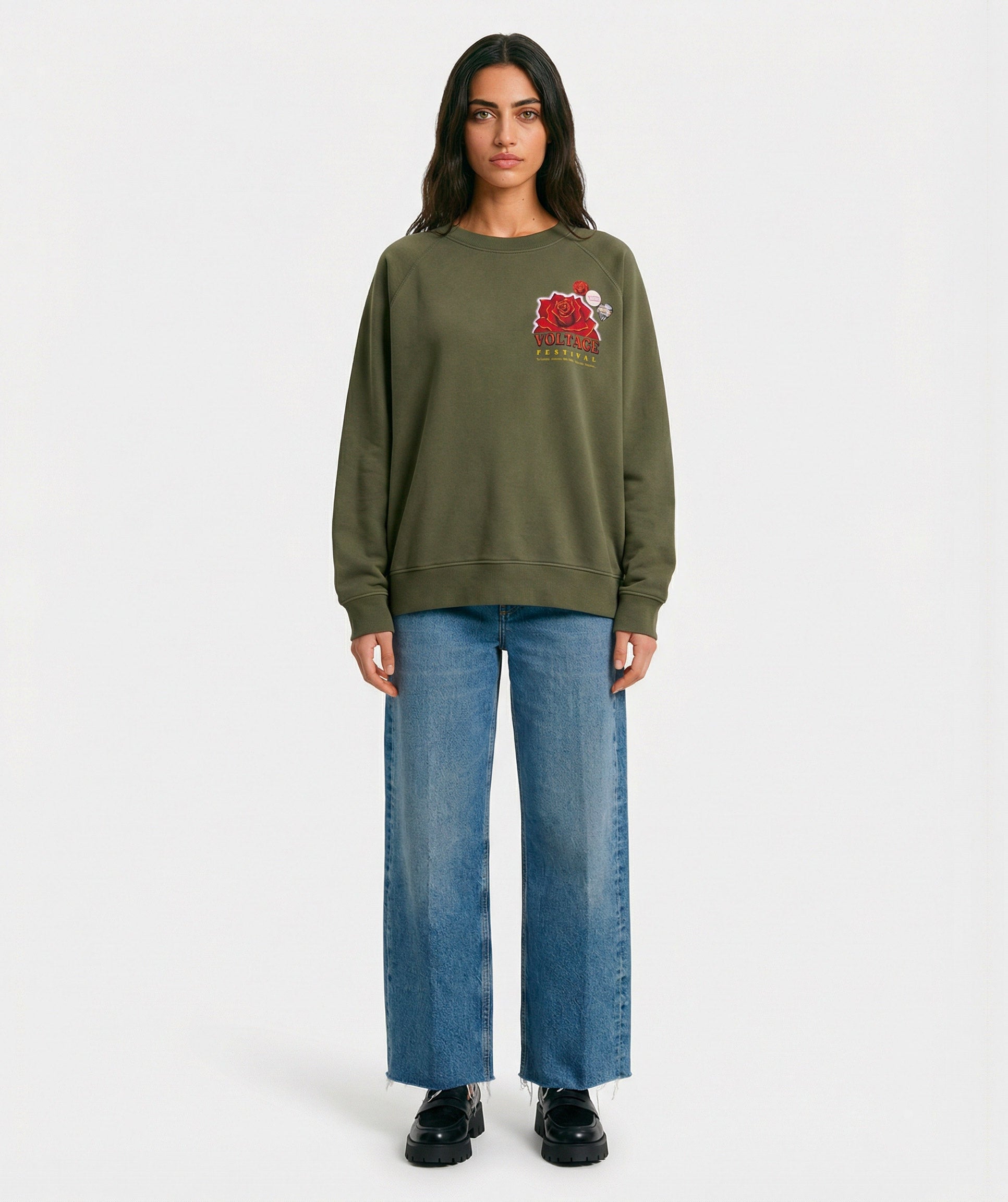 Sweatshirt egger kaki "VOLTAGE"