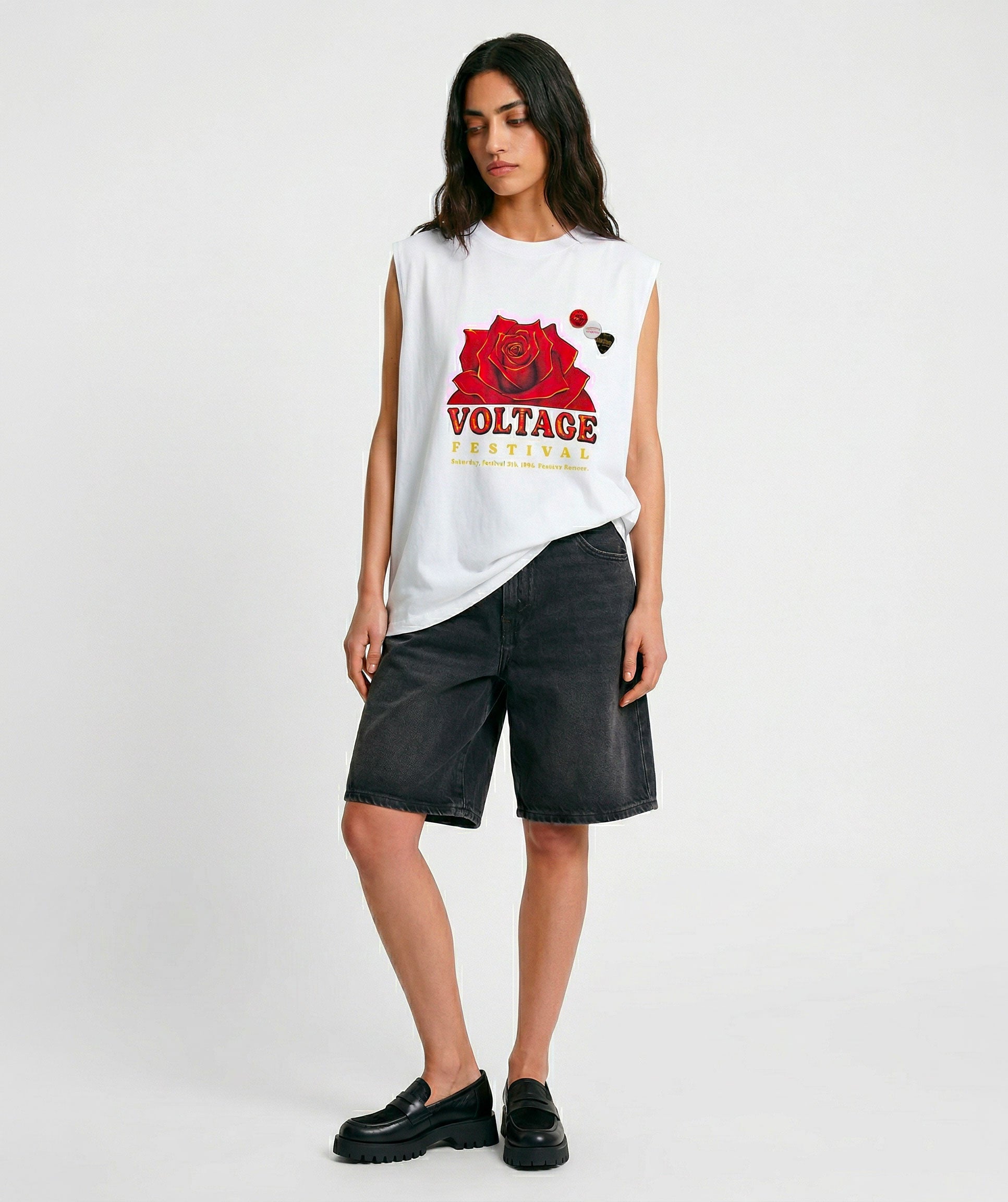 Tee shirt biker dirty white "VOLTAGE"