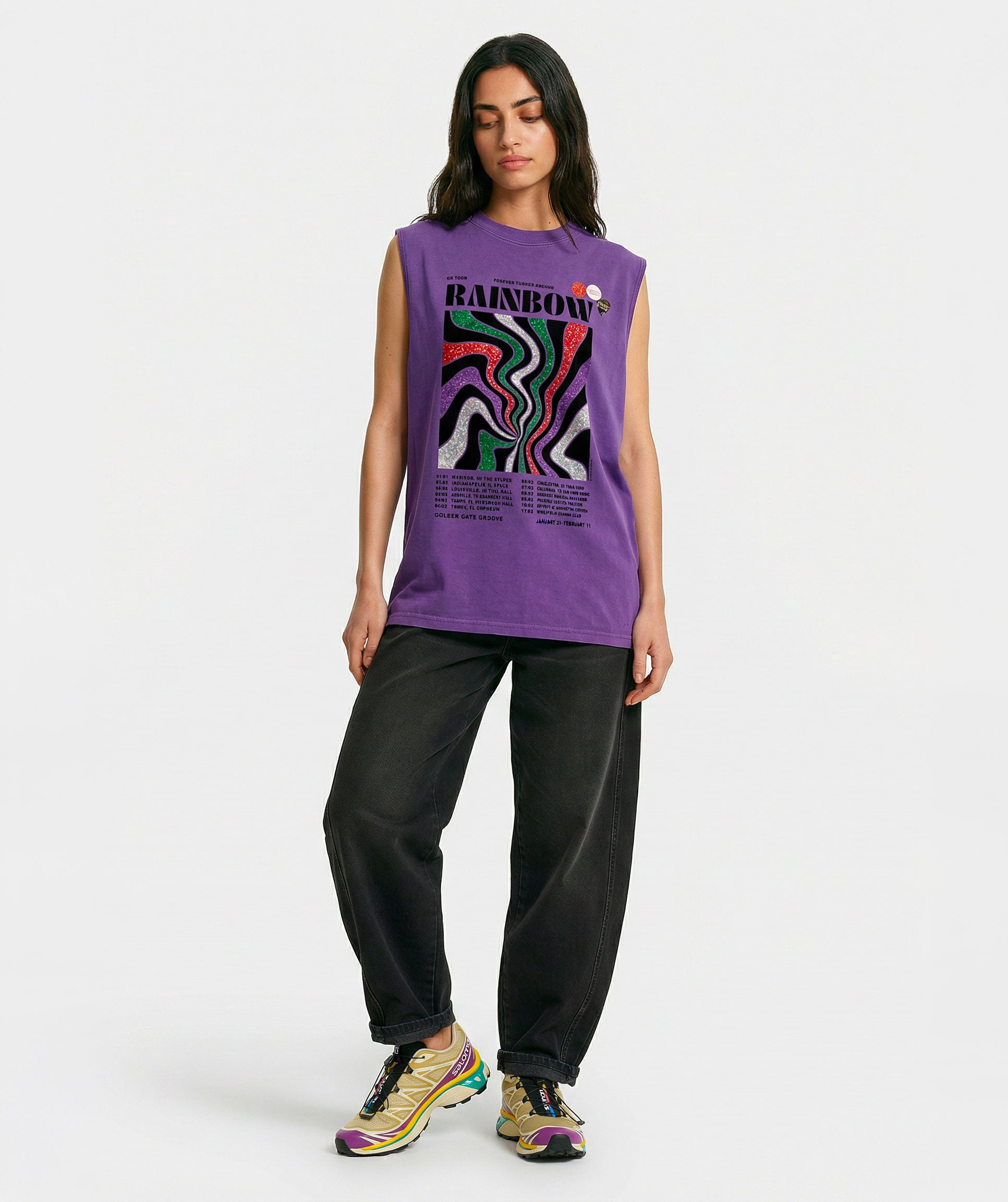 Tee shirt biker purple "GOLDEN"