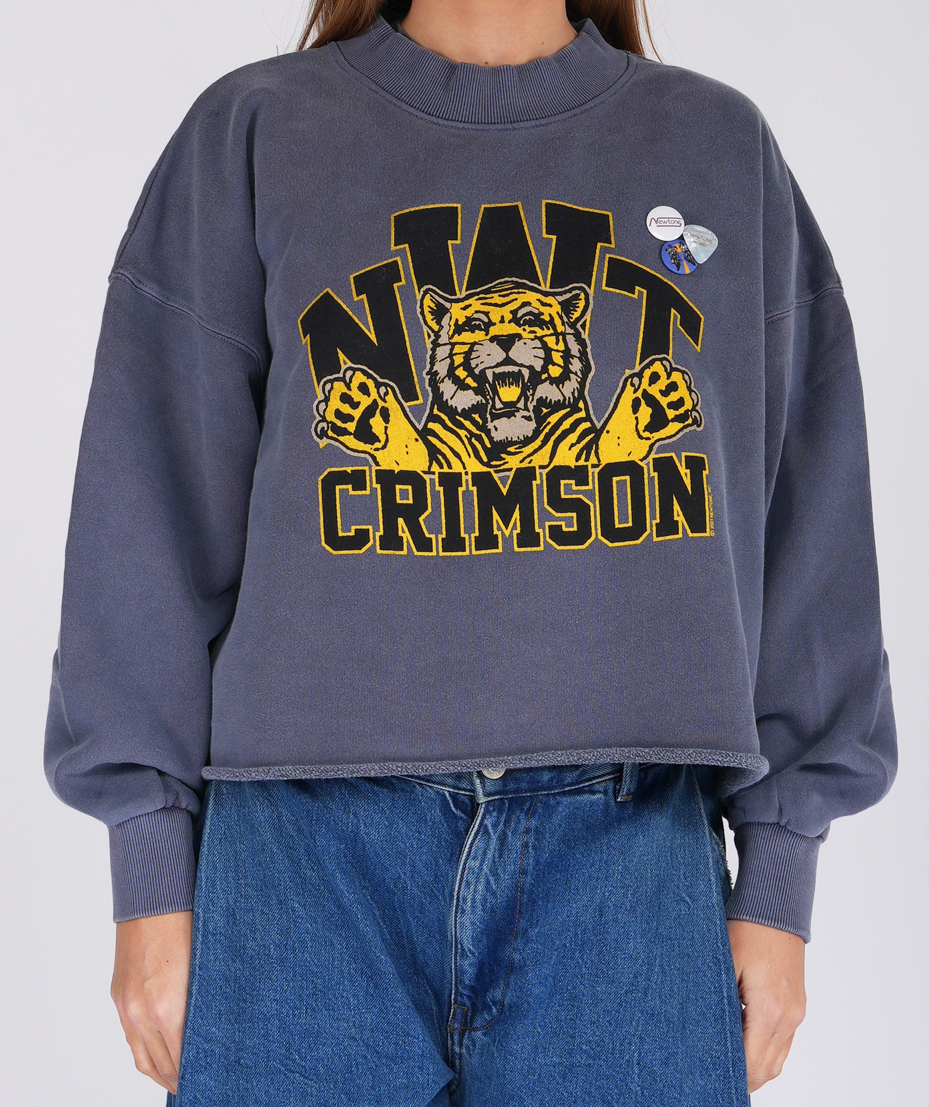 Sweatshirt crop porter denim "CRIMSON"