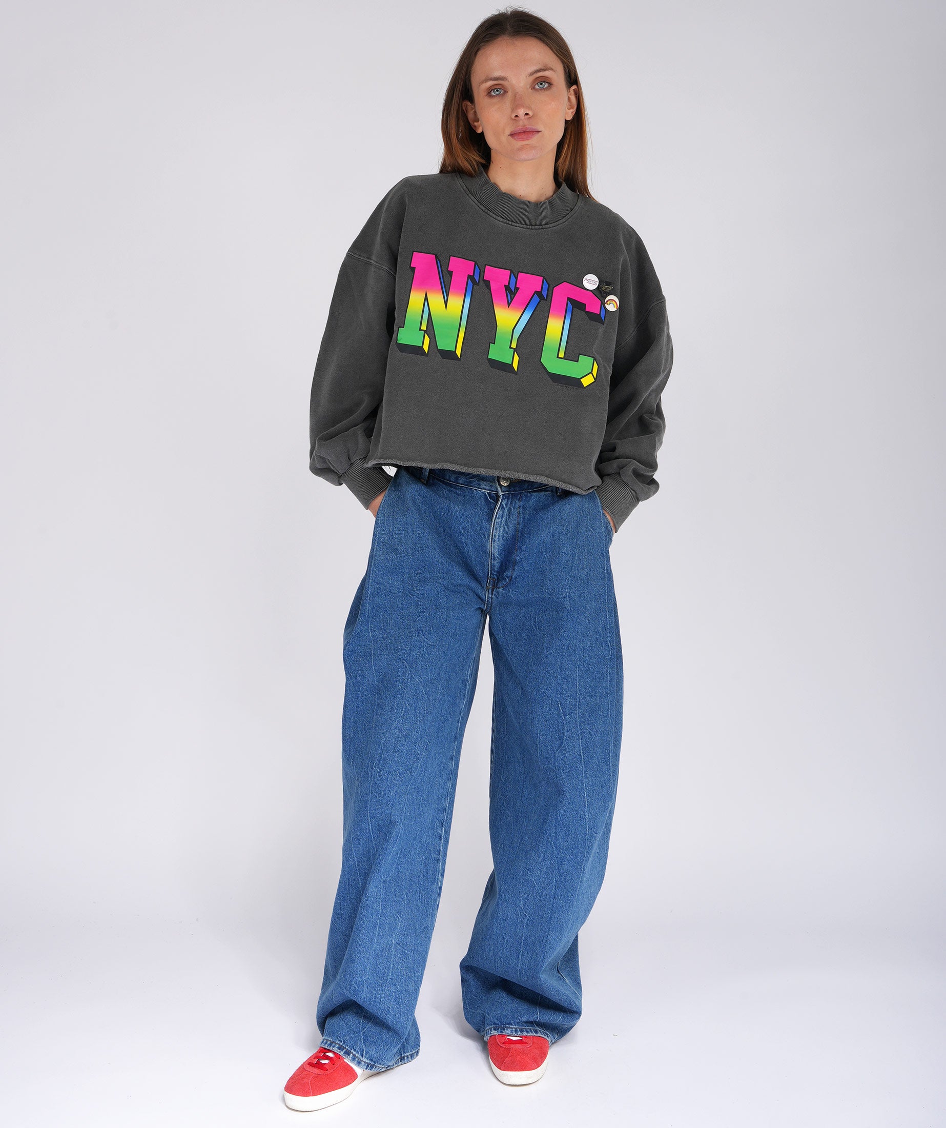 Sweatshirt crop porter pepper "NYC"