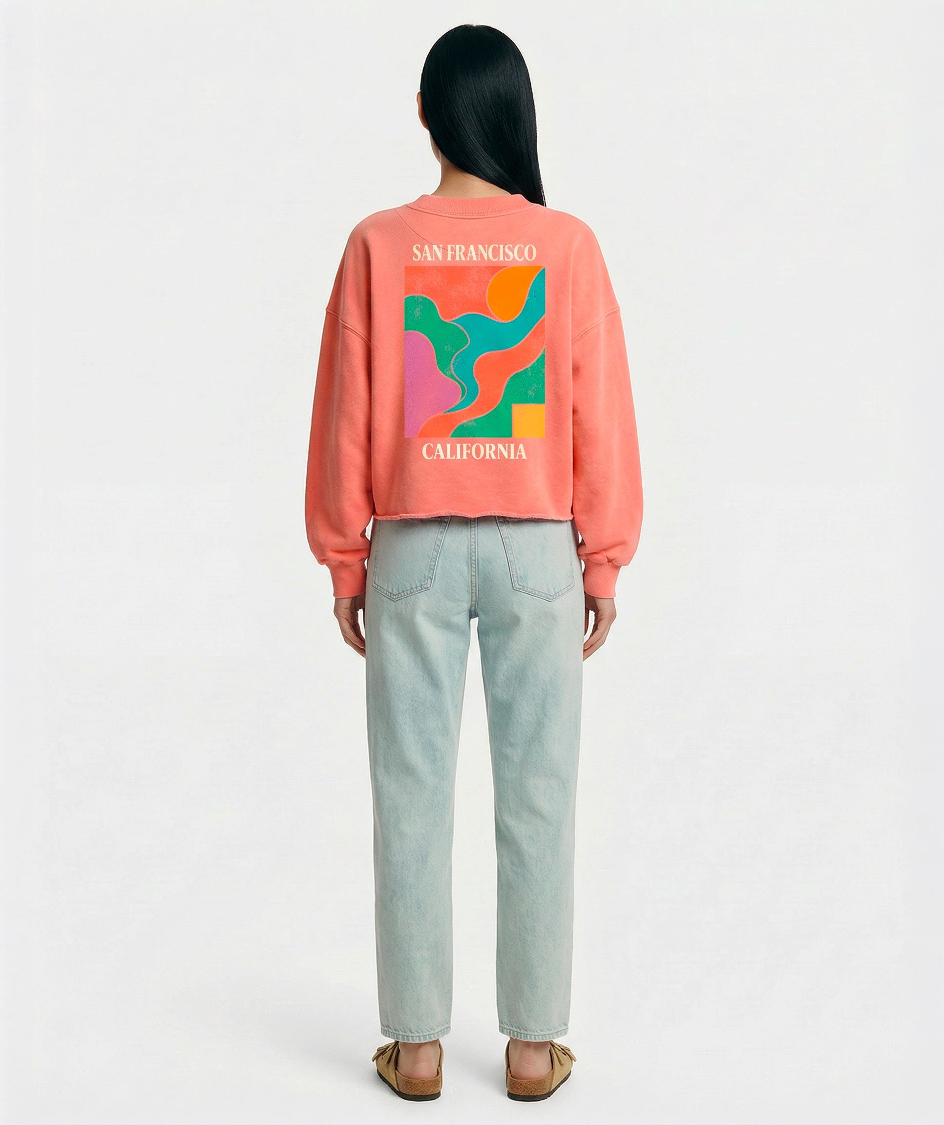 Sweatshirt crop porter corail "FRANCIS"
