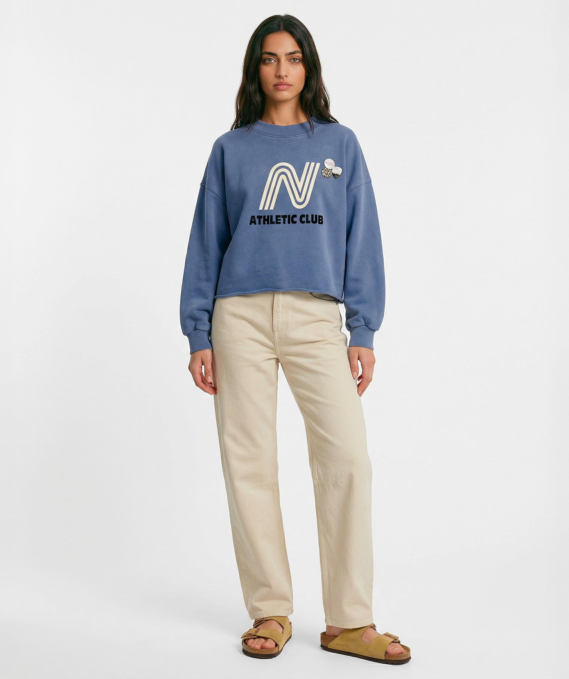 Sweatshirt crop porter denim "CLUB"