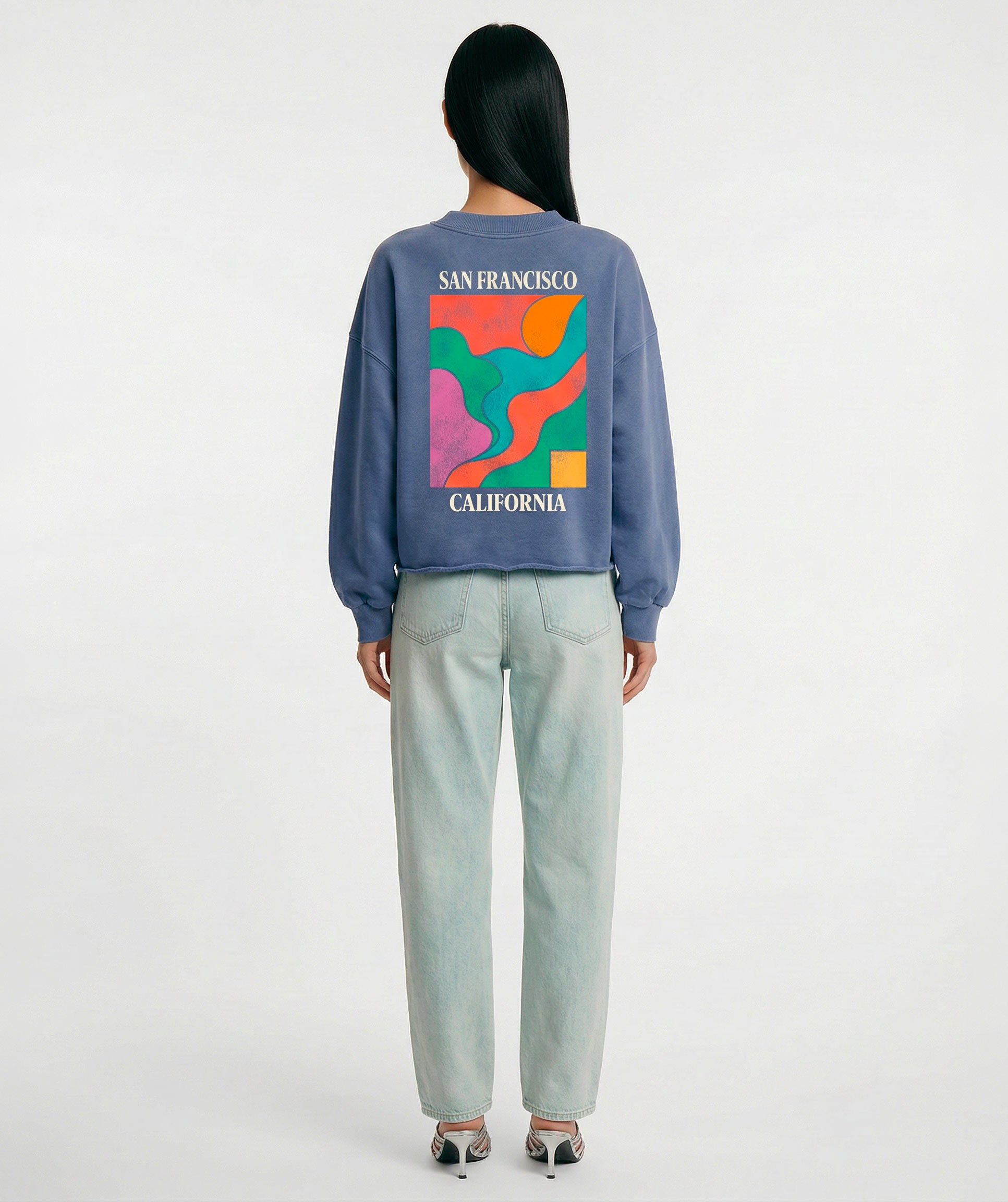 Sweatshirt crop porter denim "FRANCIS"