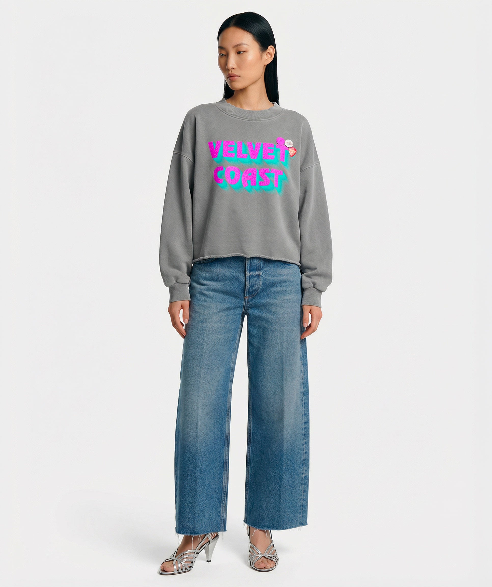 Sweatshirt crop porter grey "MARINA"