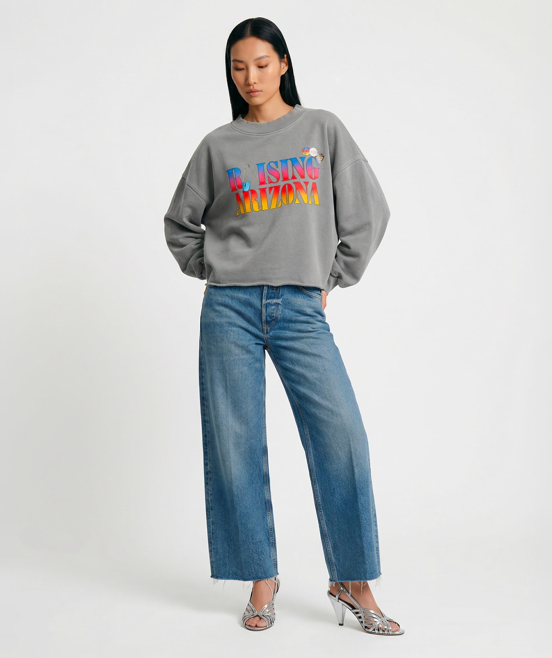Sweatshirt crop porter grey "RAISING"
