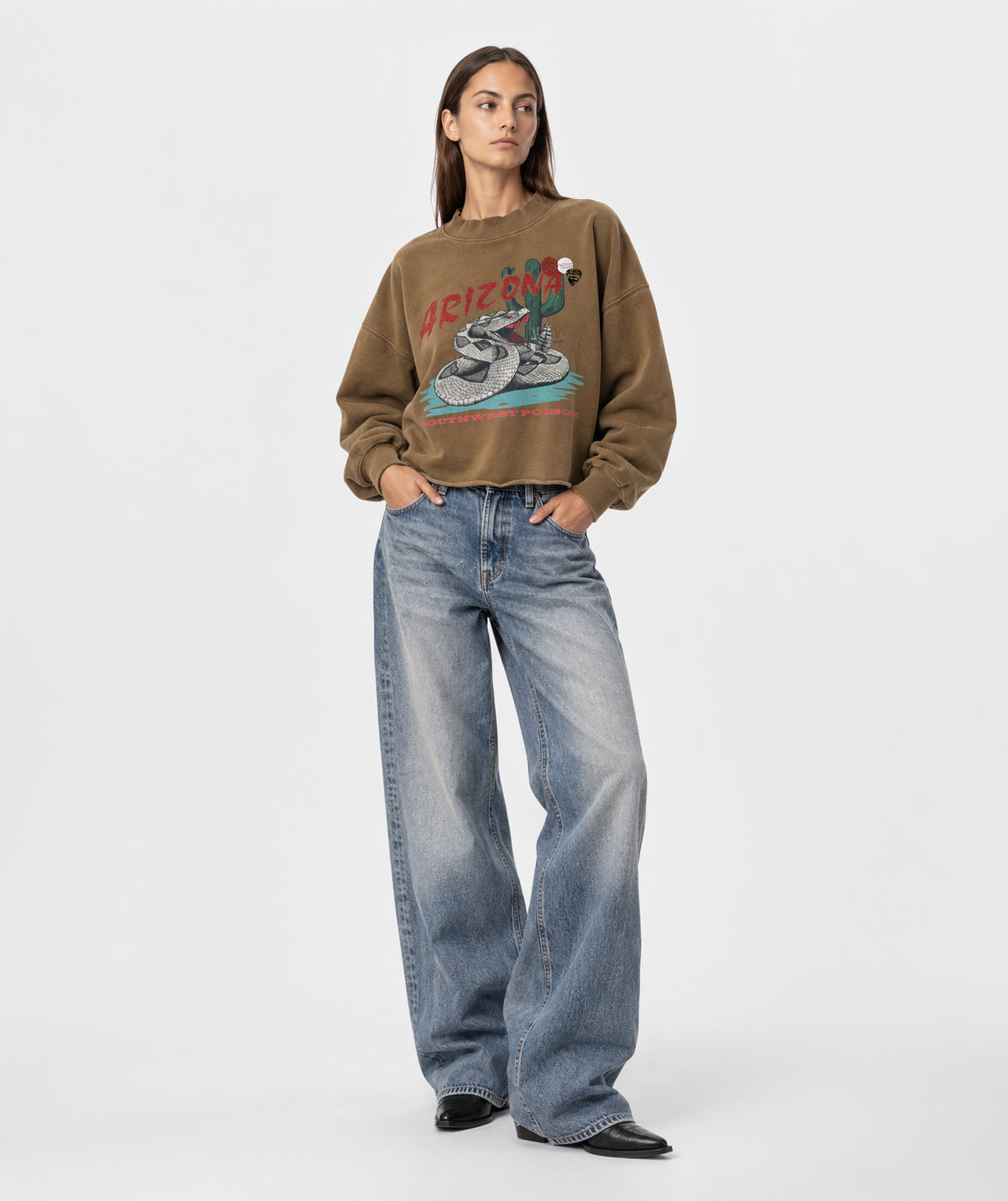 Sweatshirt crop porter havane "CROTAL"
