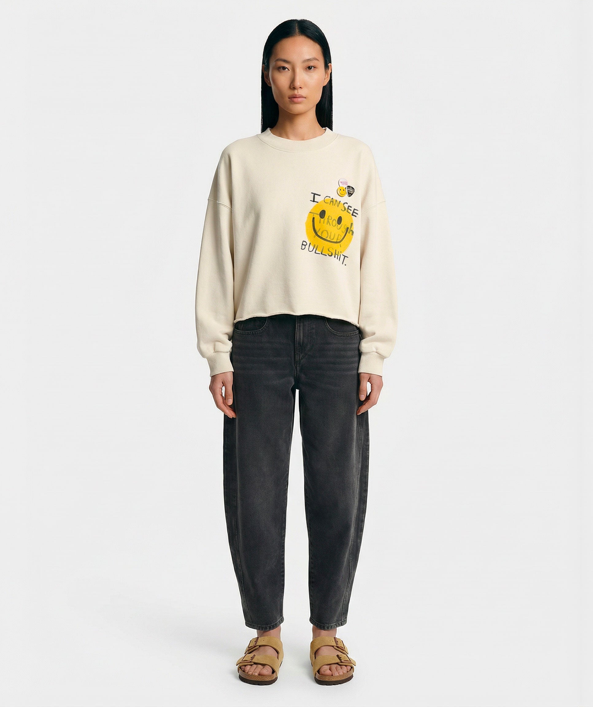 Sweatshirt crop porter natural "BULLSHIT"
