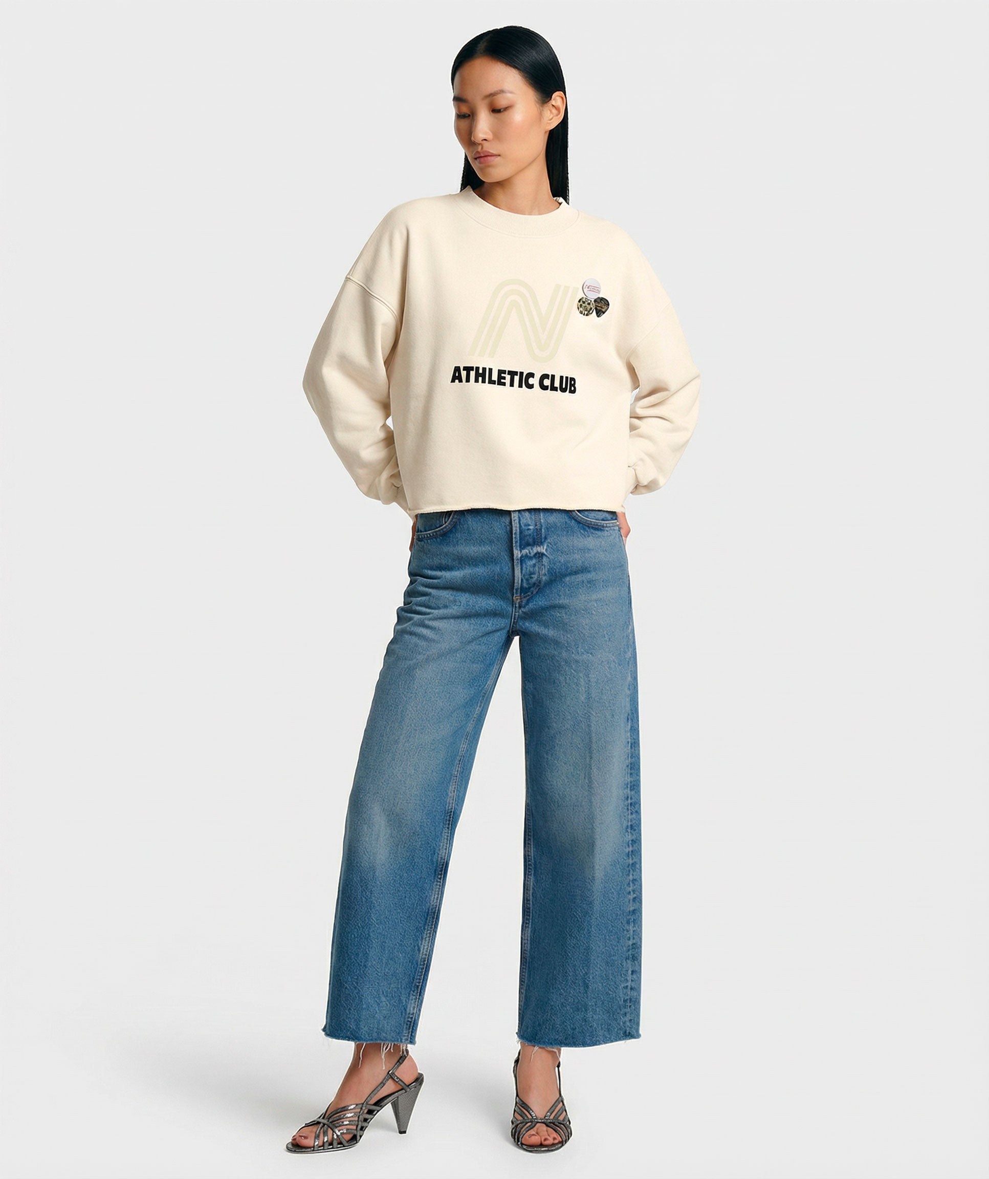 Sweatshirt crop porter natural "CLUB"