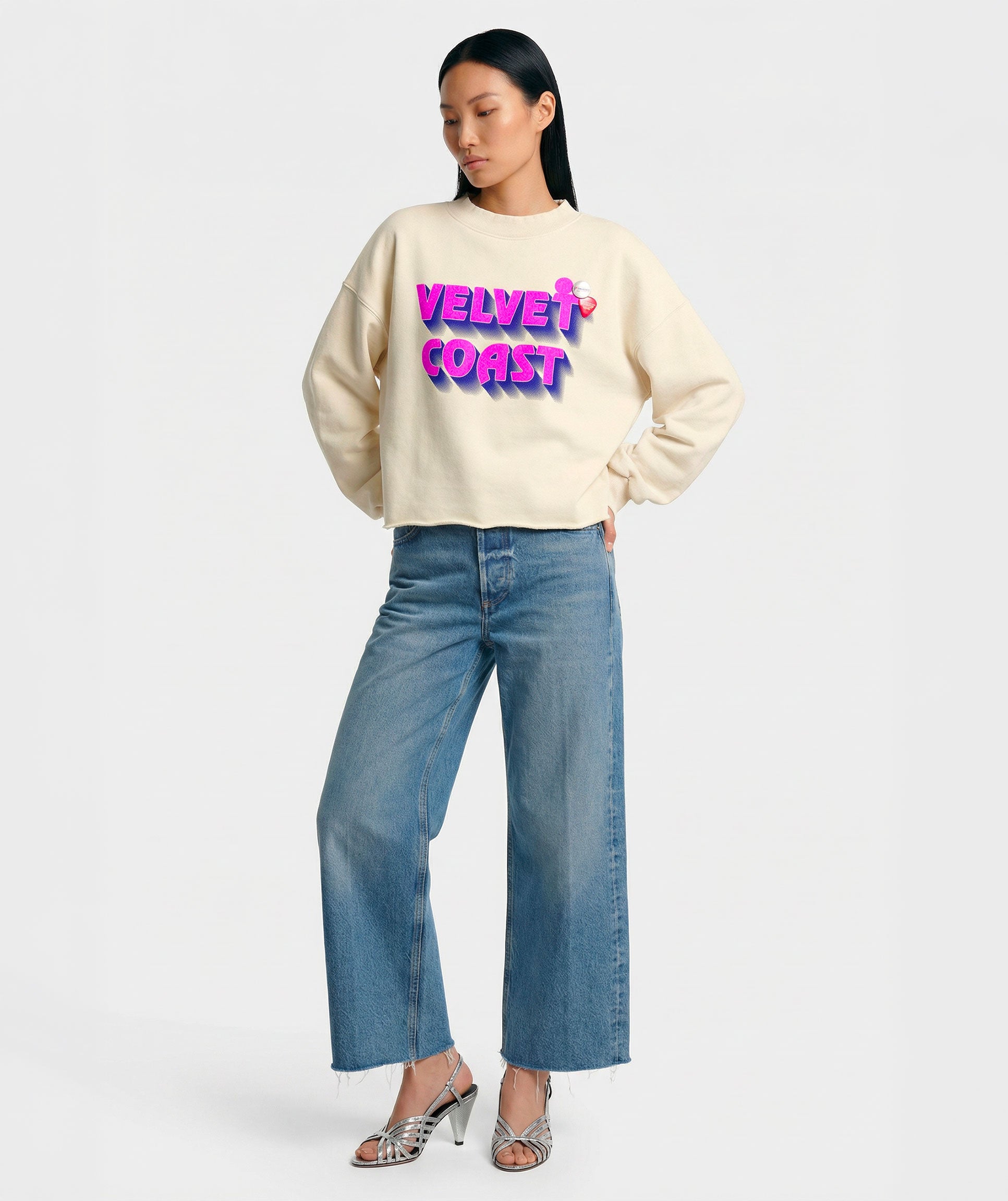 Sweatshirt crop porter natural "MARINA"