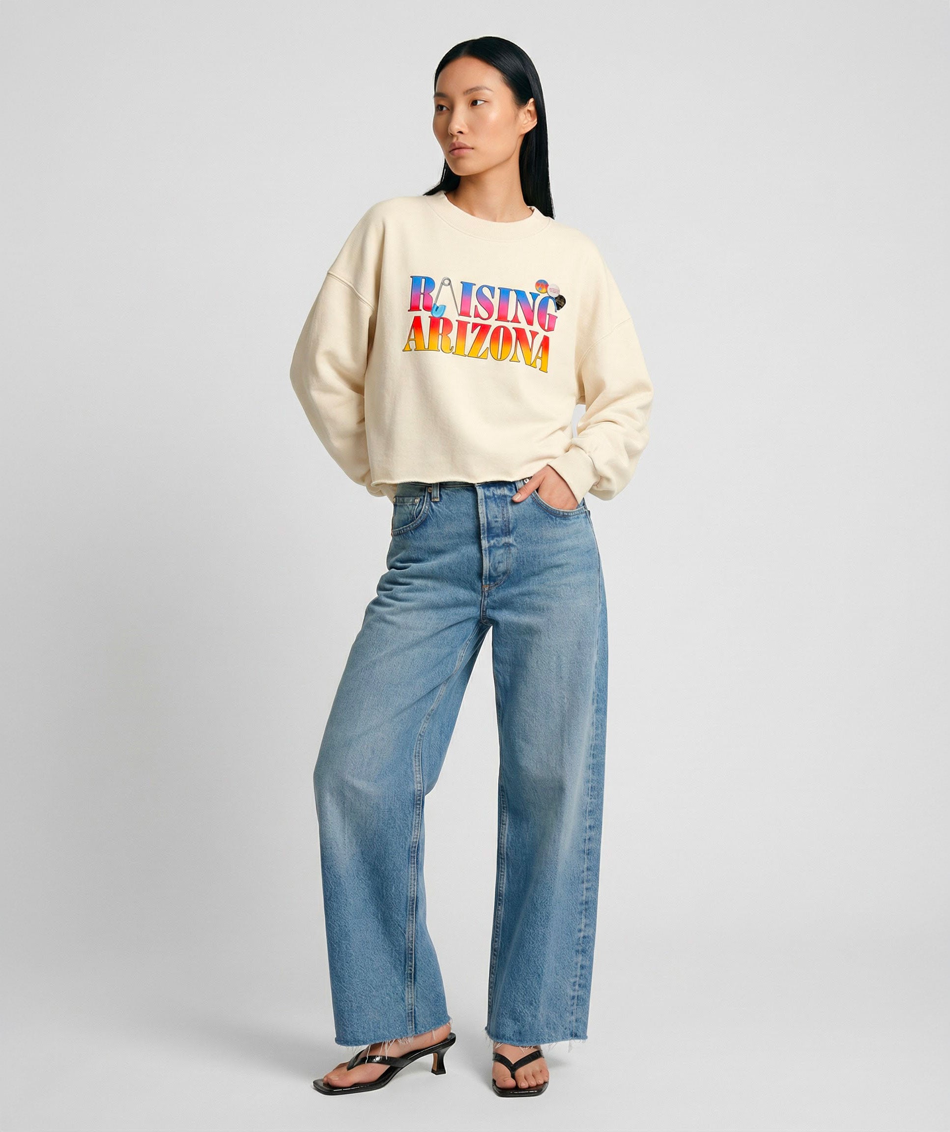 Sweatshirt crop porter natural "RAISING"