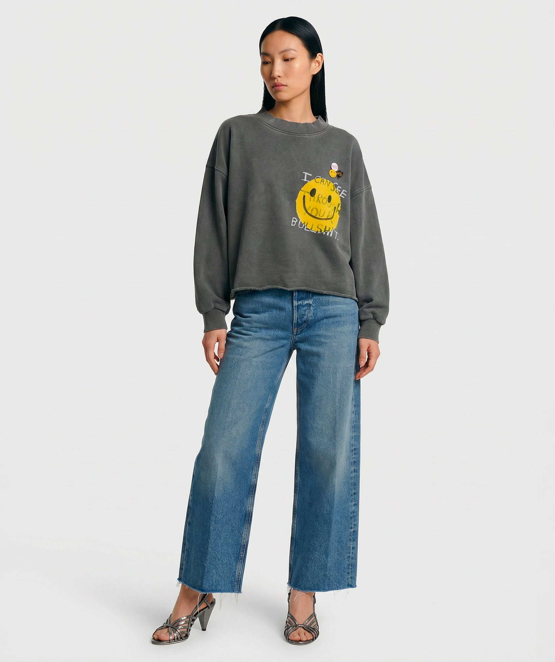 Sweatshirt crop porter pepper "BULLSHIT"