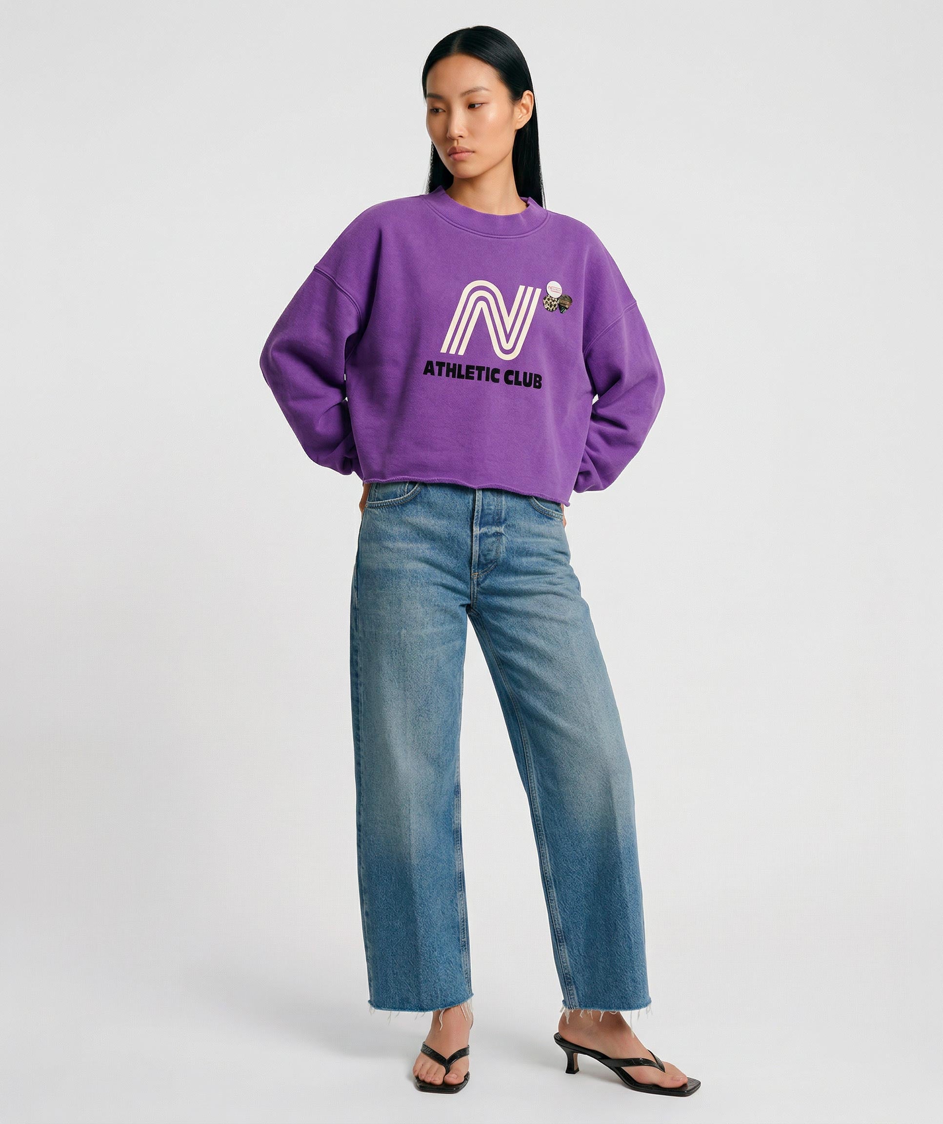 Sweatshirt crop porter purple "CLUB"
