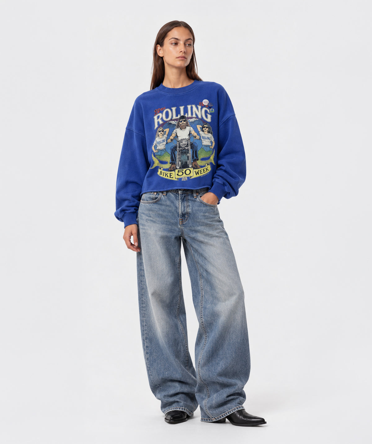 Sweatshirt crop porter royal "ANNIVERSARY"