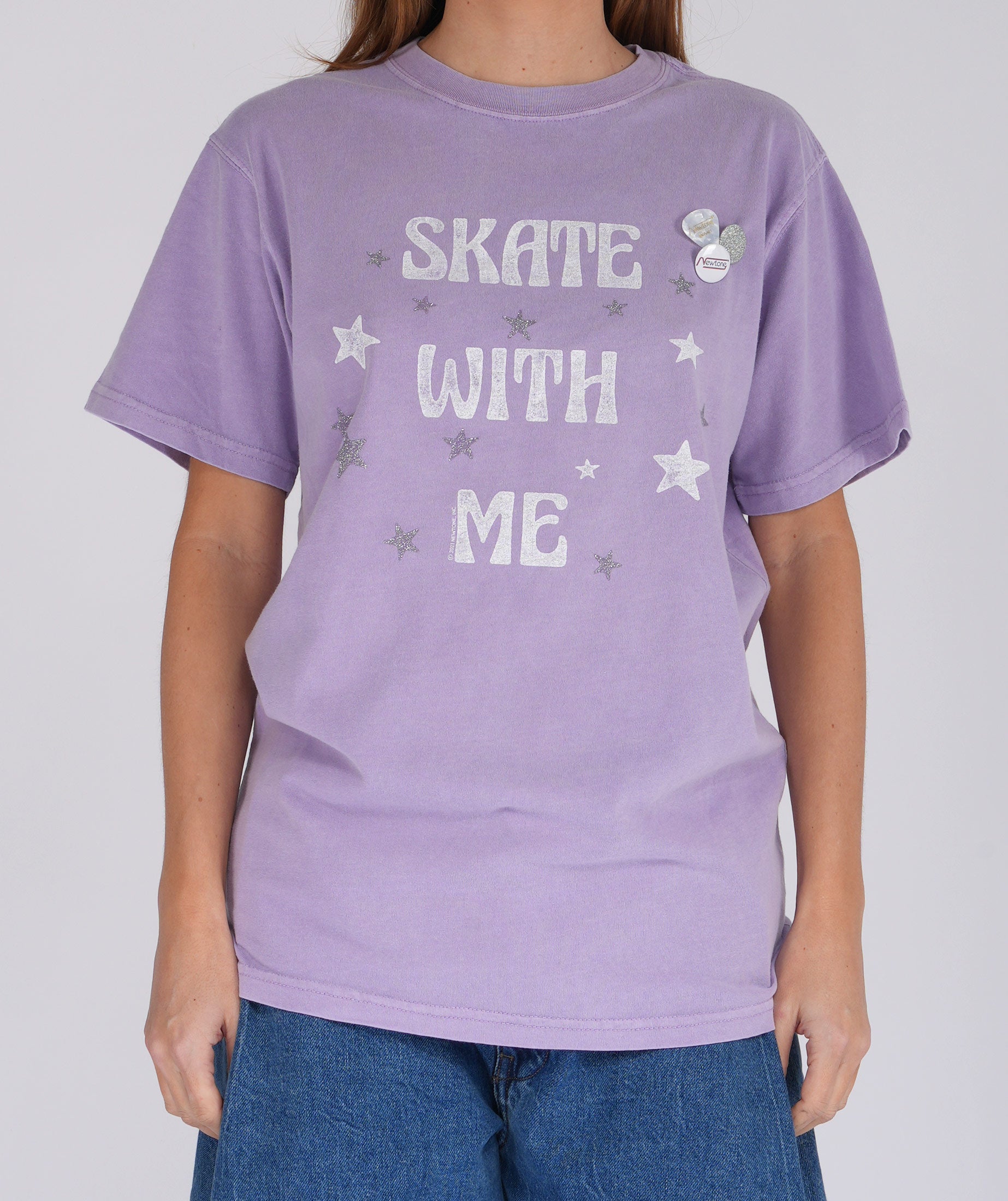 Tee shirt trucker lilac "SKATE WITH ME"