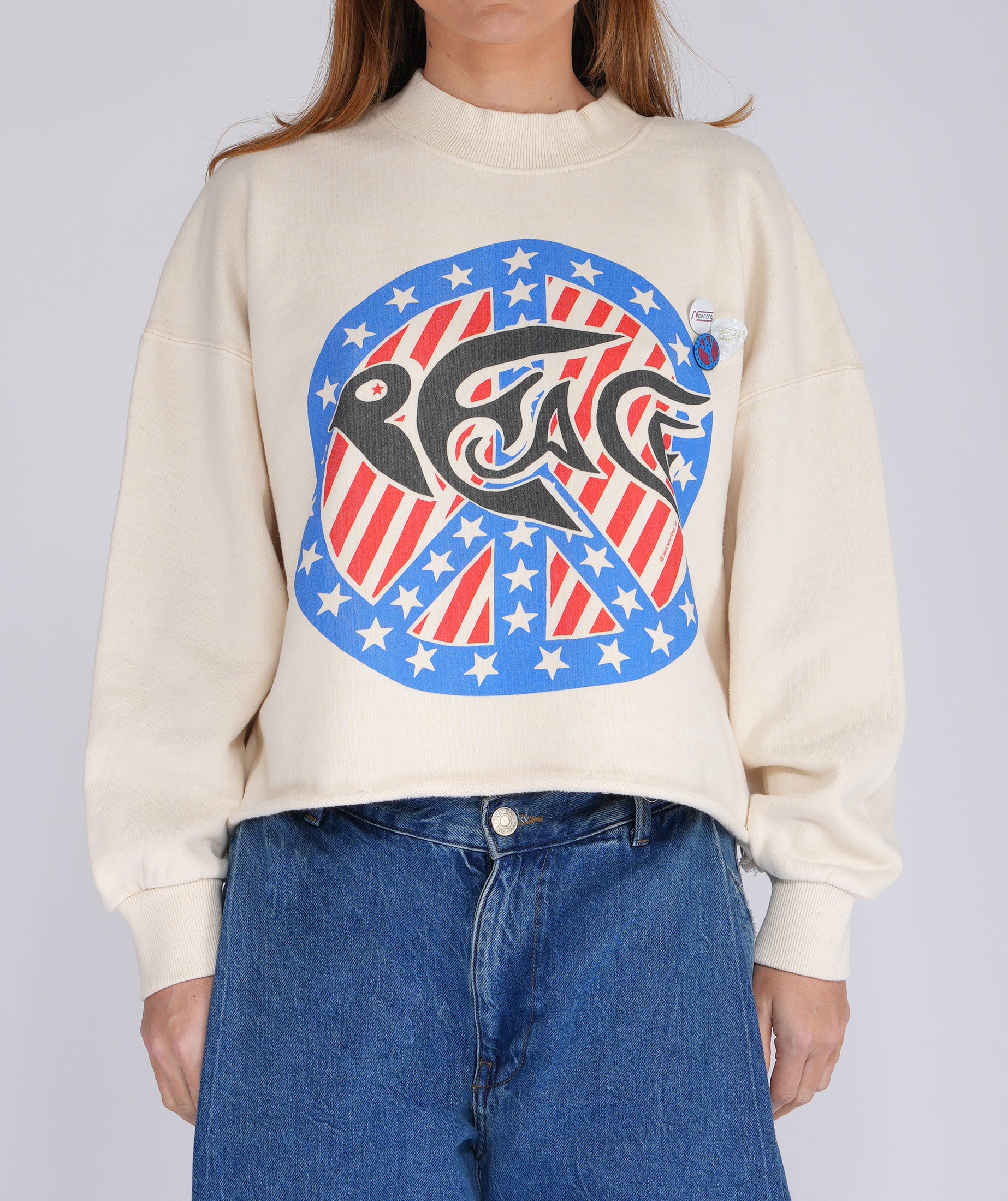 Sweatshirt crop porter natural "PEACE"