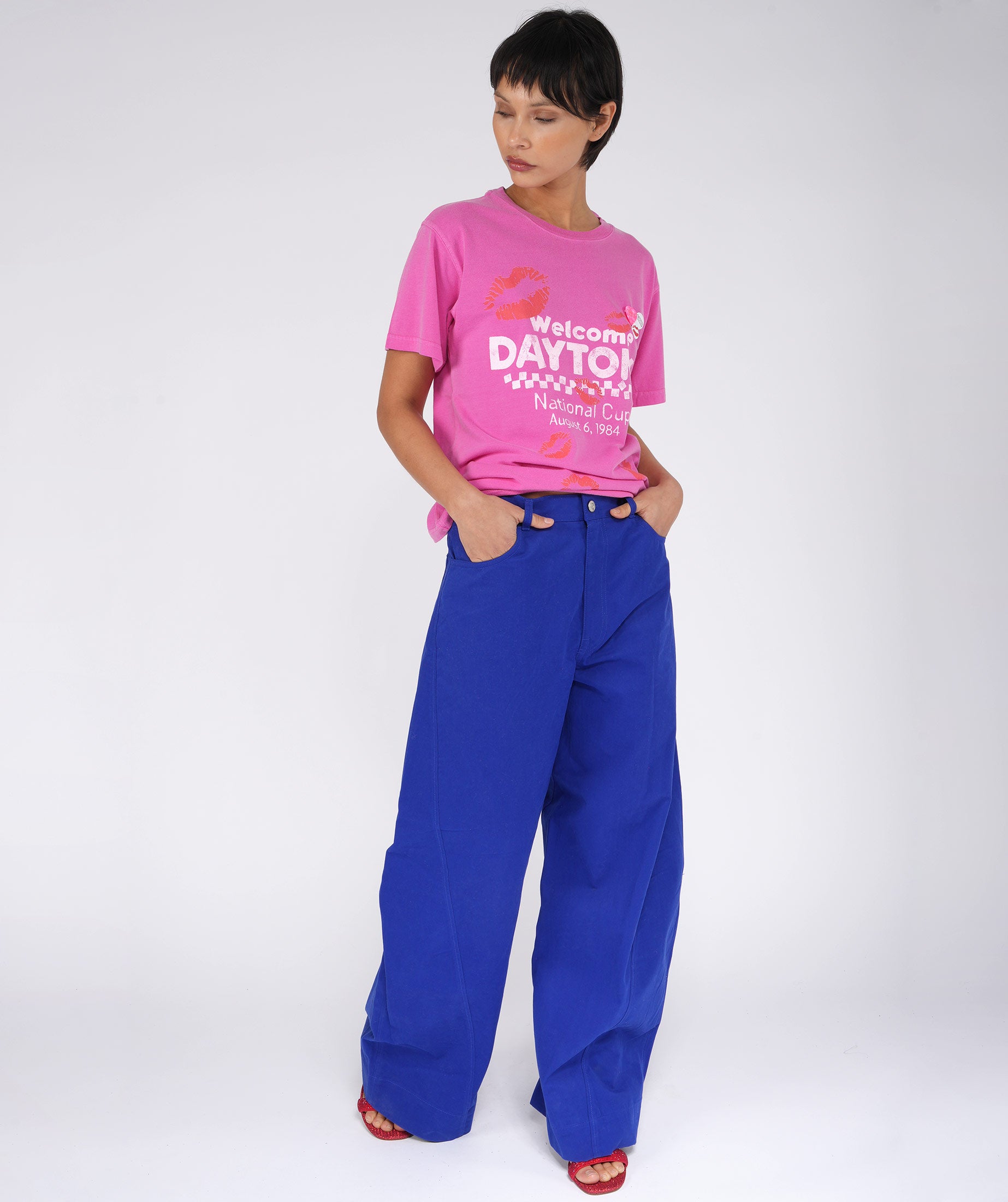 Tee shirt trucker fuschia "NASCAR"