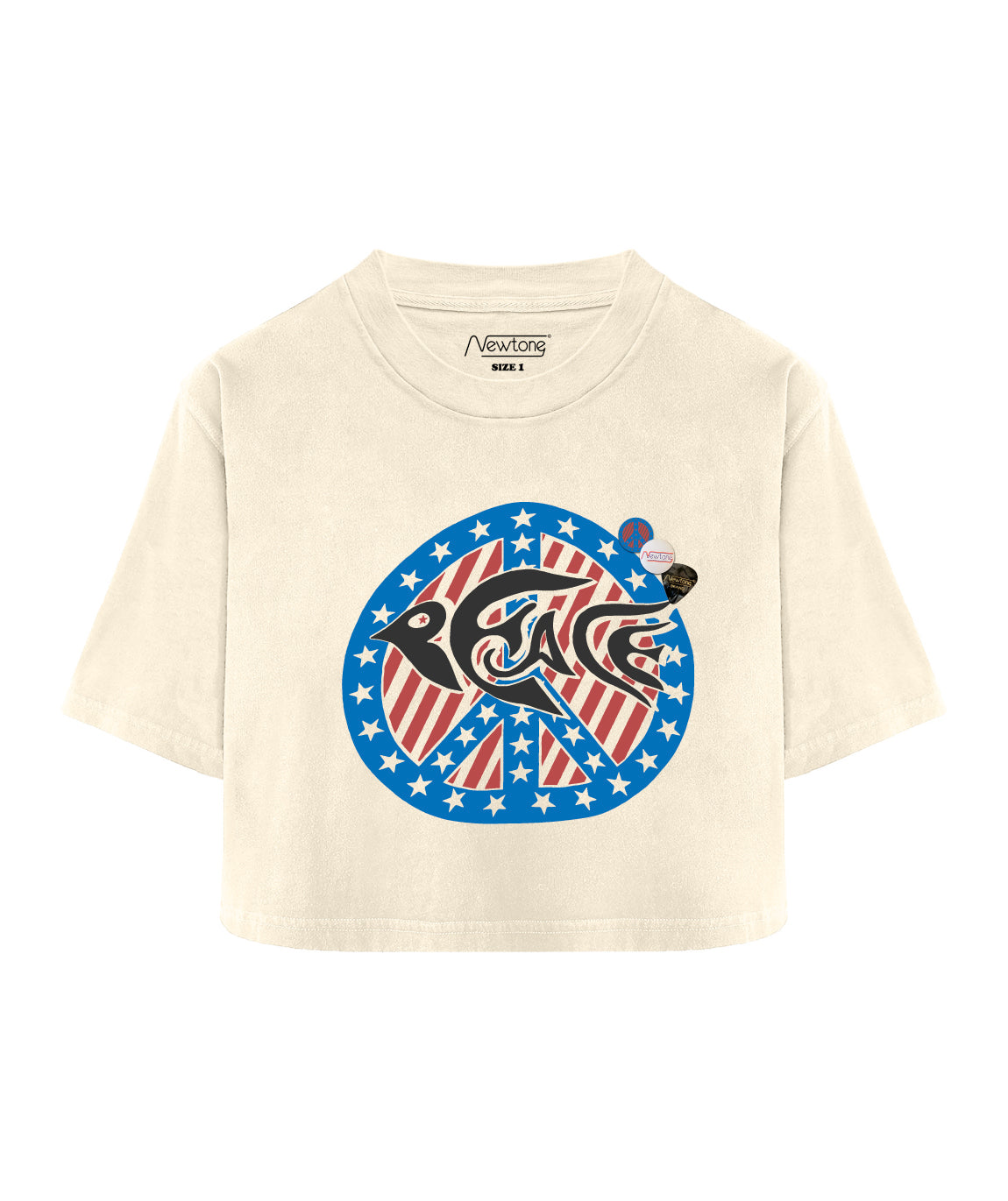 Tee shirt crop crooper natural "PEACE"
