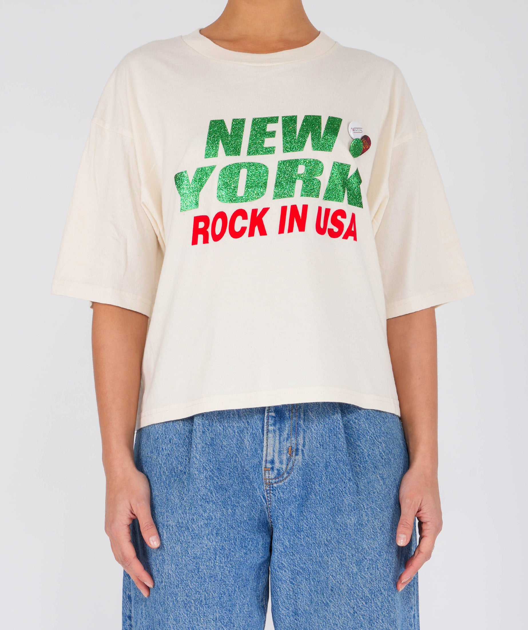 Tee shirt crop crooper natural "CITY"