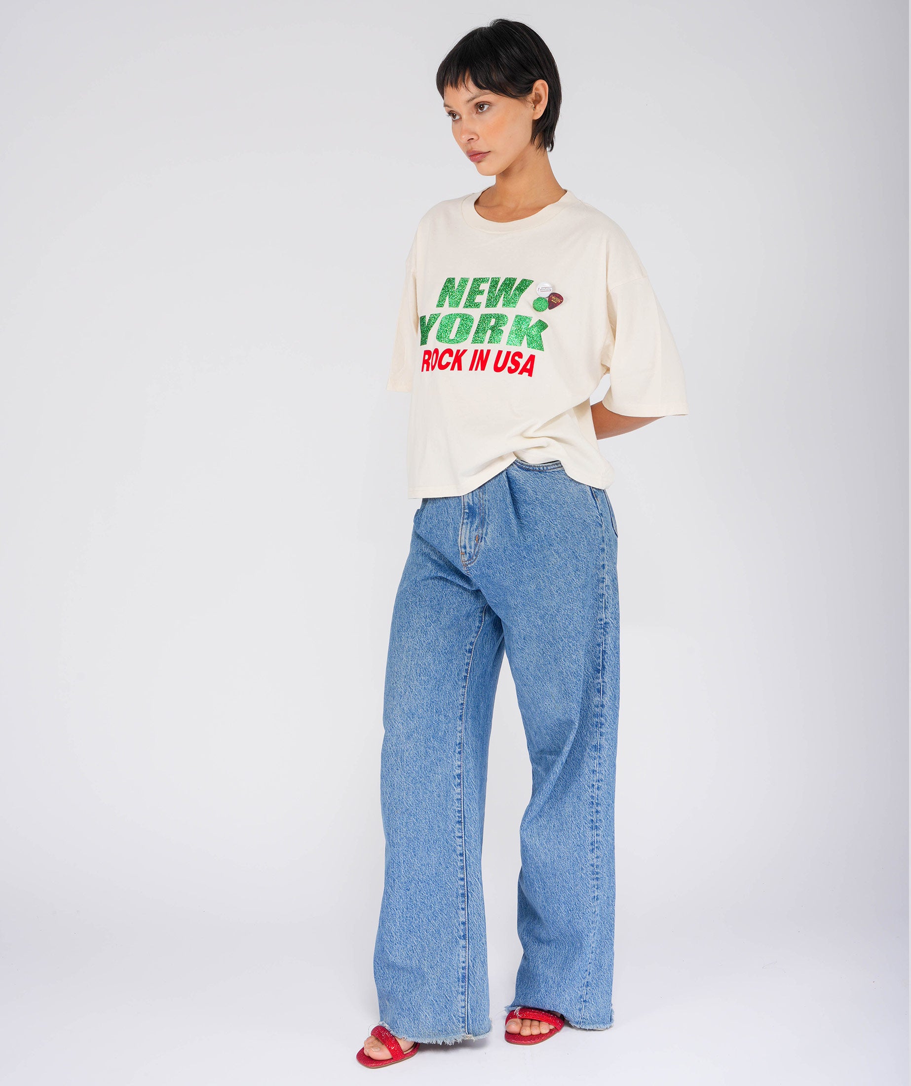 Tee shirt crop crooper natural "CITY"