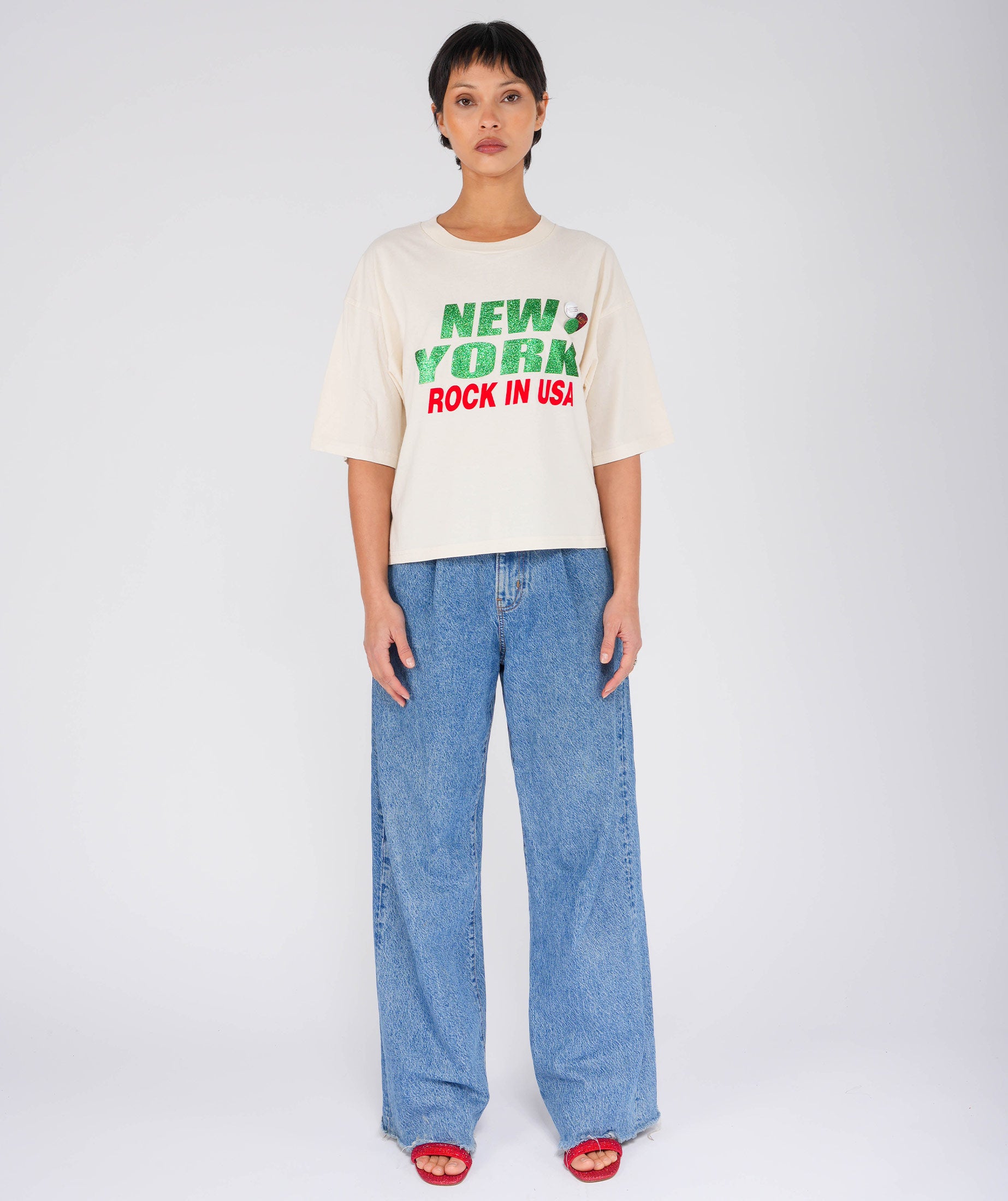 Tee shirt crop crooper natural "CITY"