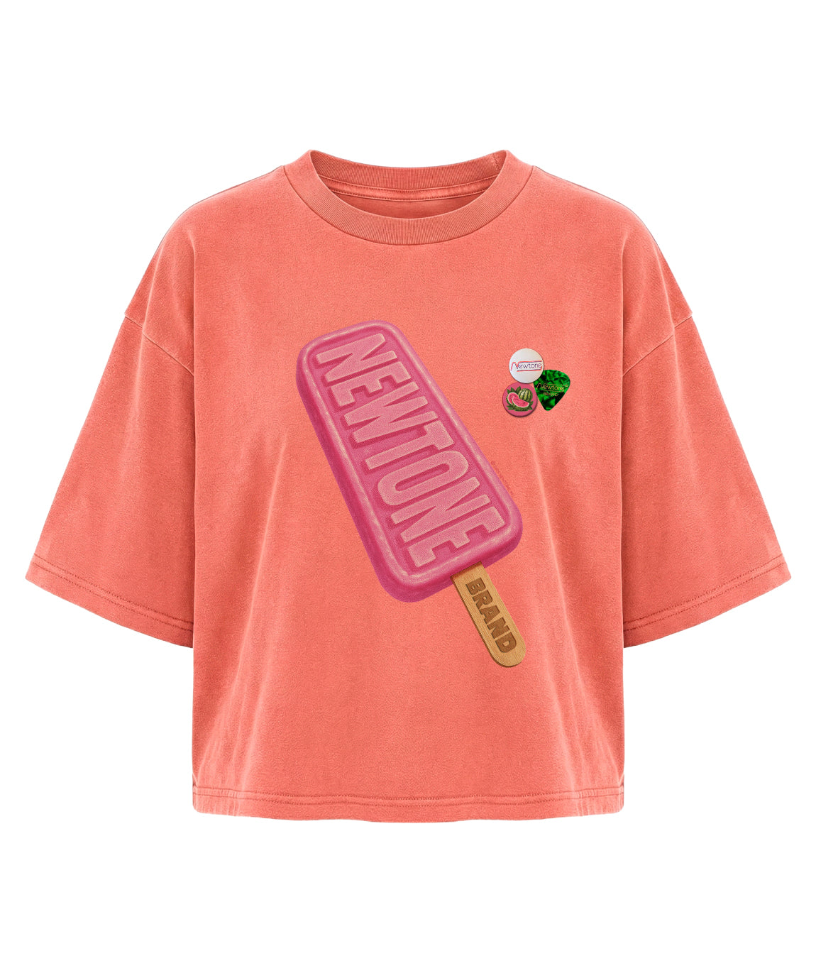 Tee shirt crop crooper corail "FREEZE"