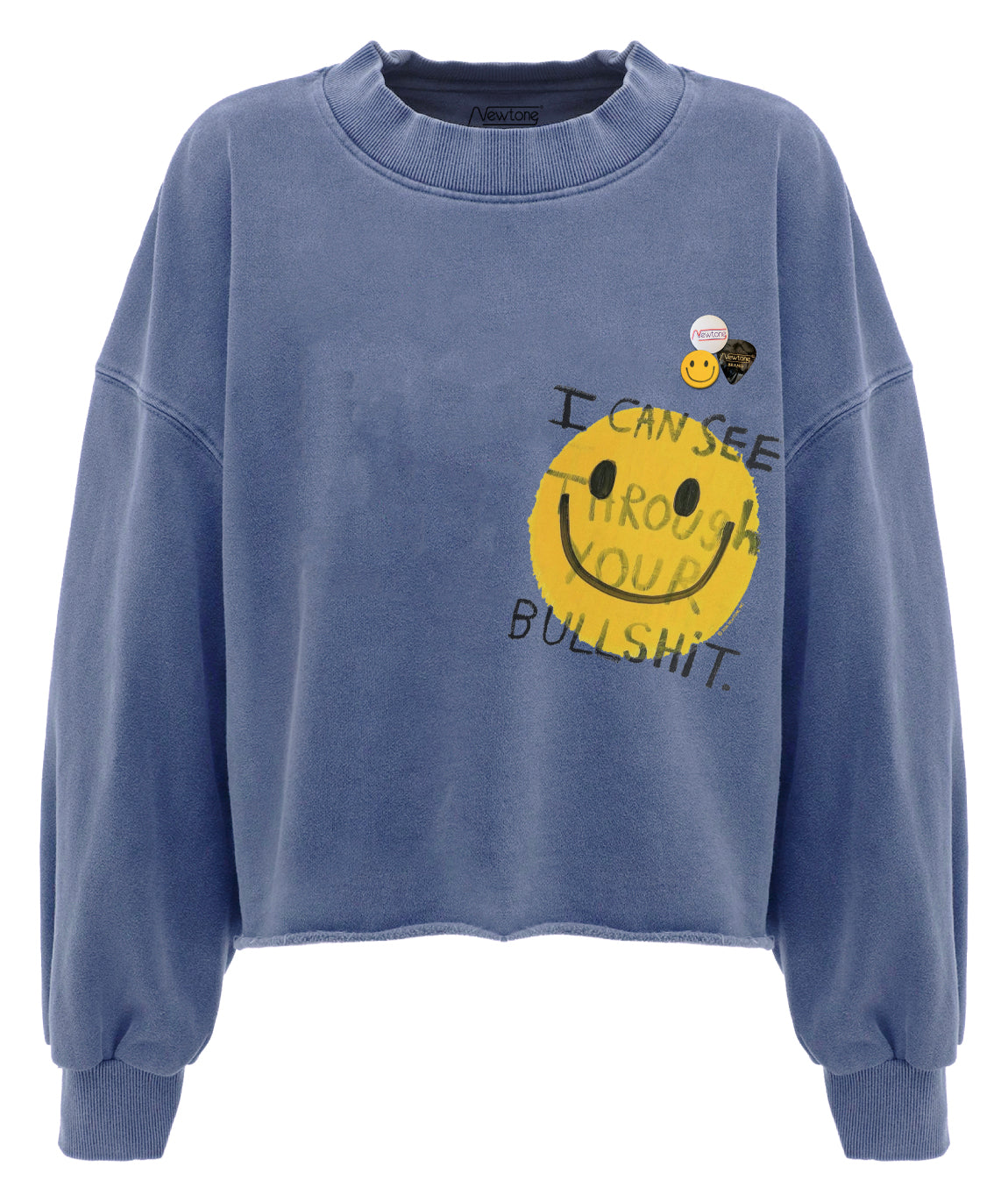Sweatshirt crop porter denim "BULLSHIT"