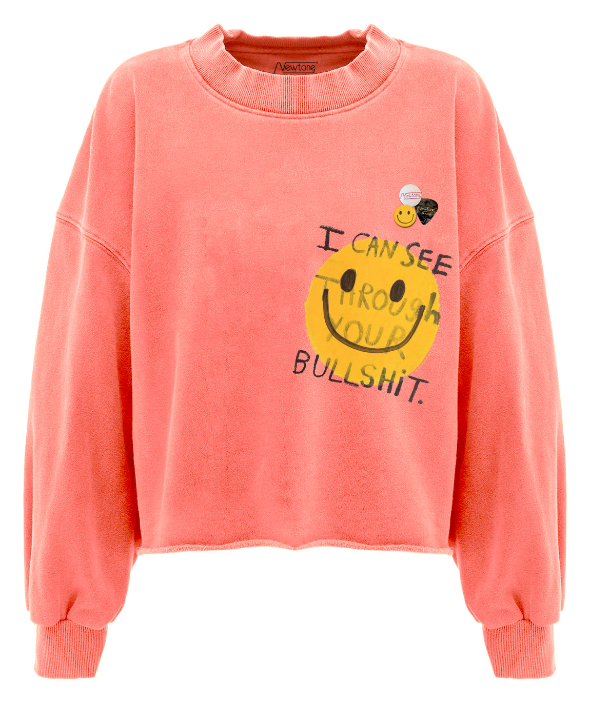 Sweatshirt crop porter corail "BULLSHIT"