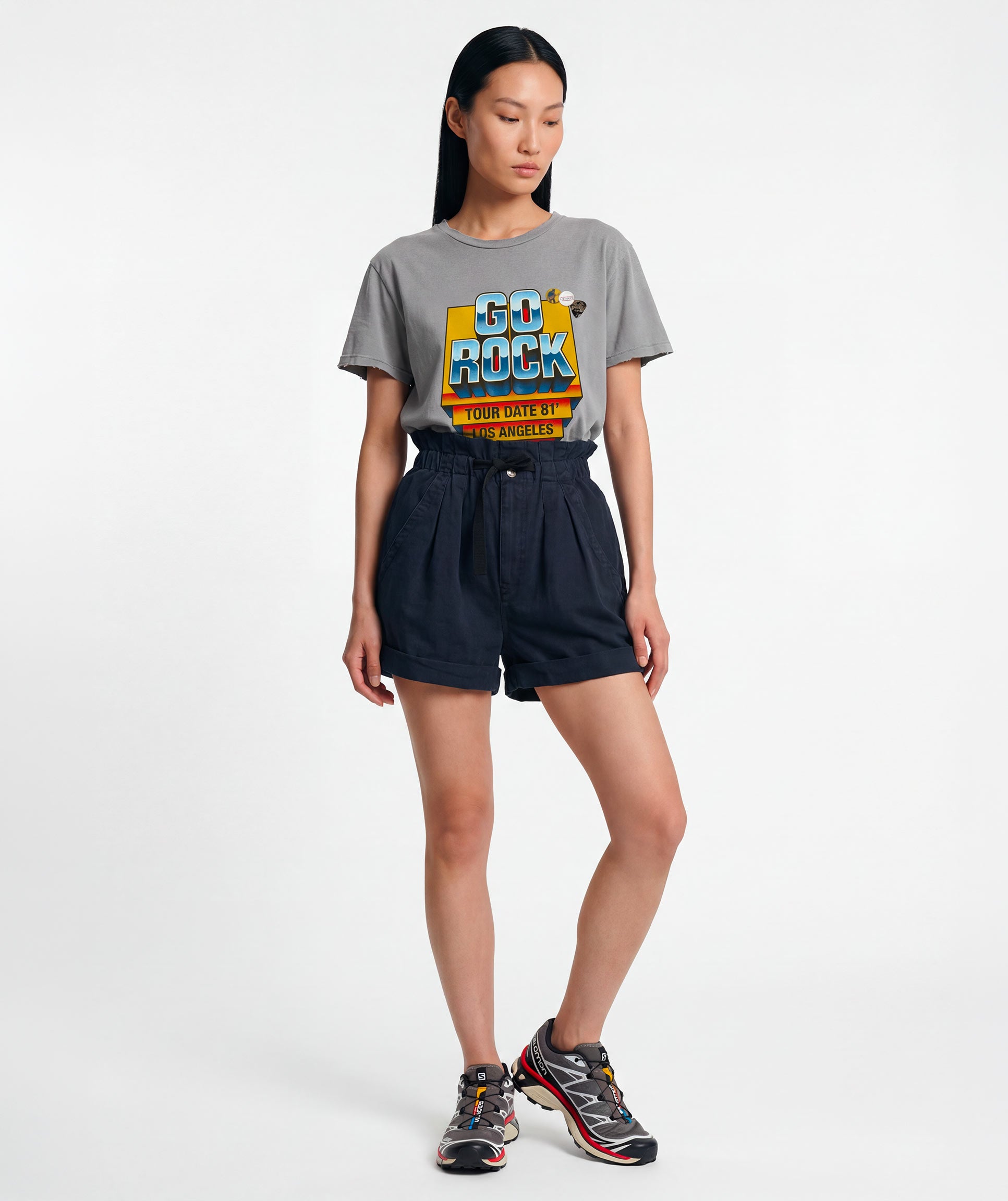 grey GO ROCK" T-shirt in starlight grey