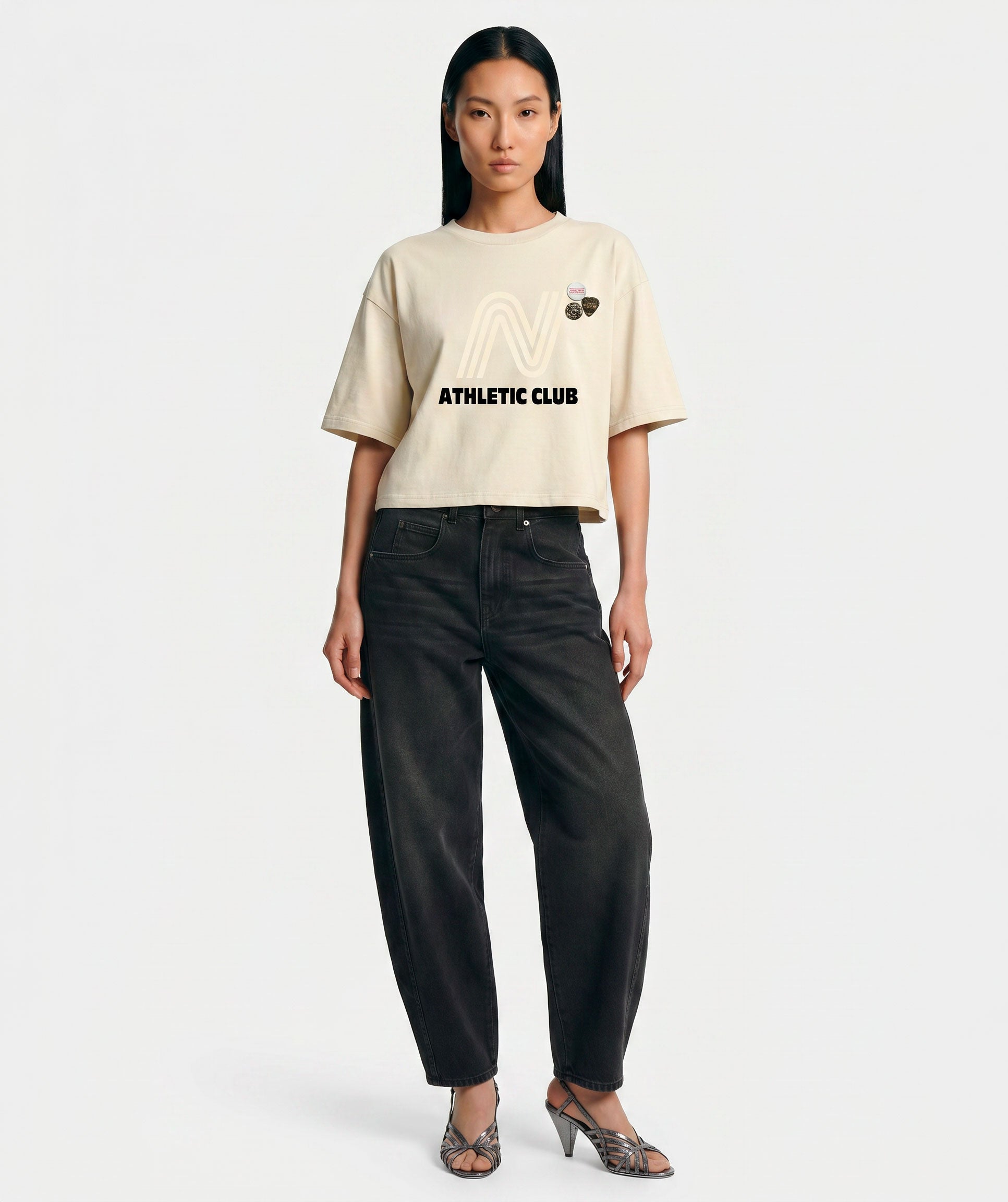 Tee shirt crop crooper natural "CLUB"