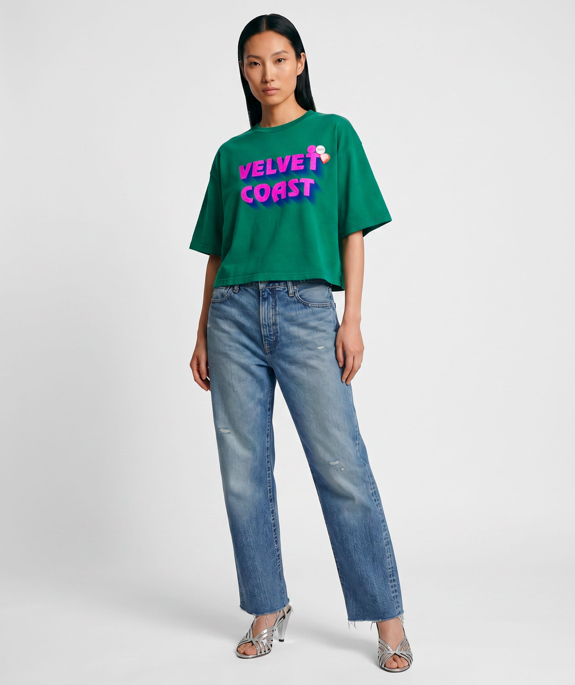 Tee shirt crop crooper apple "MARINA"