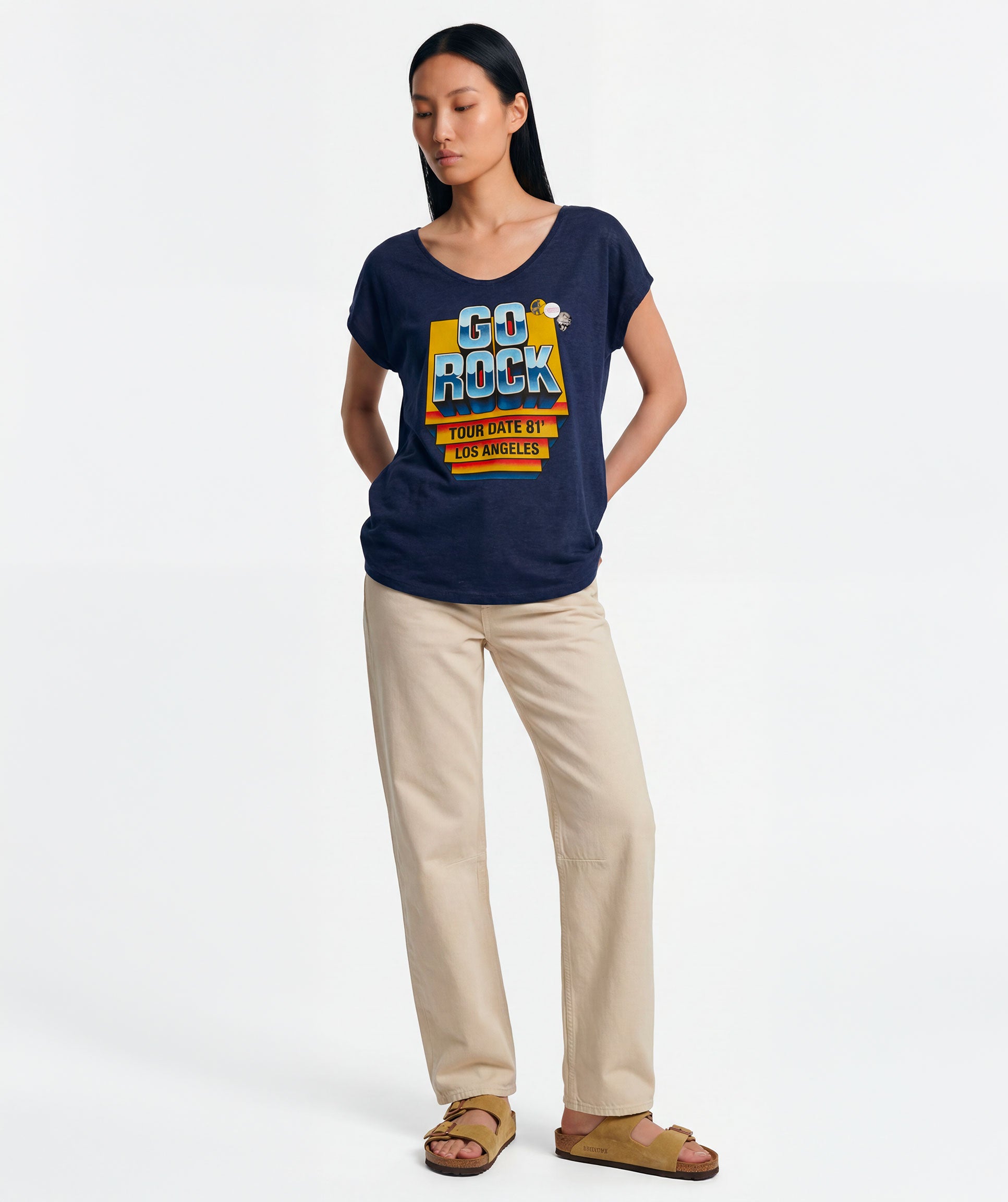 Tee shirt quetty navy "GO ROCK"