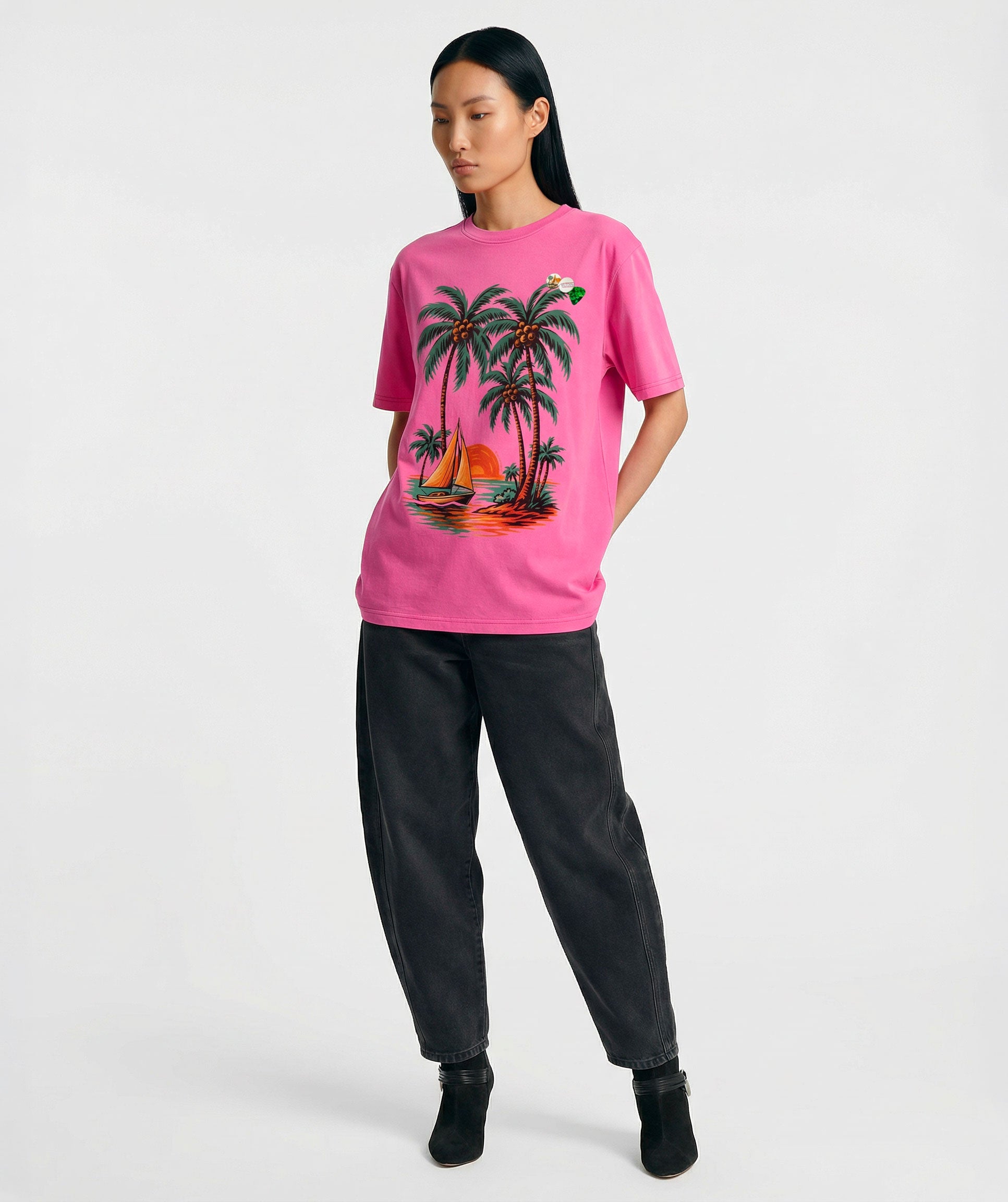 Tee shirt trucker fuschia "COCO"