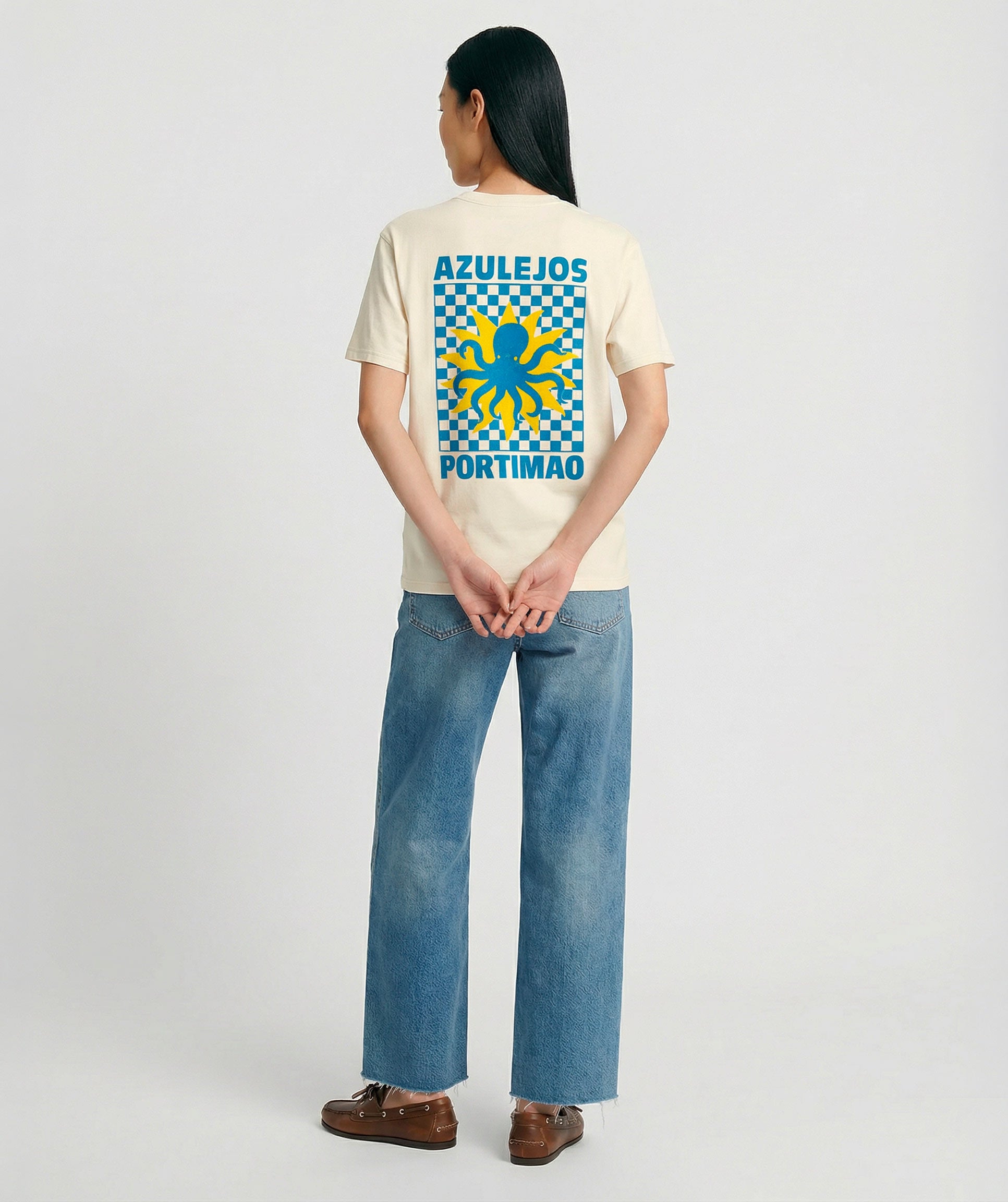 natural trucker tee shirt natural AZUL"