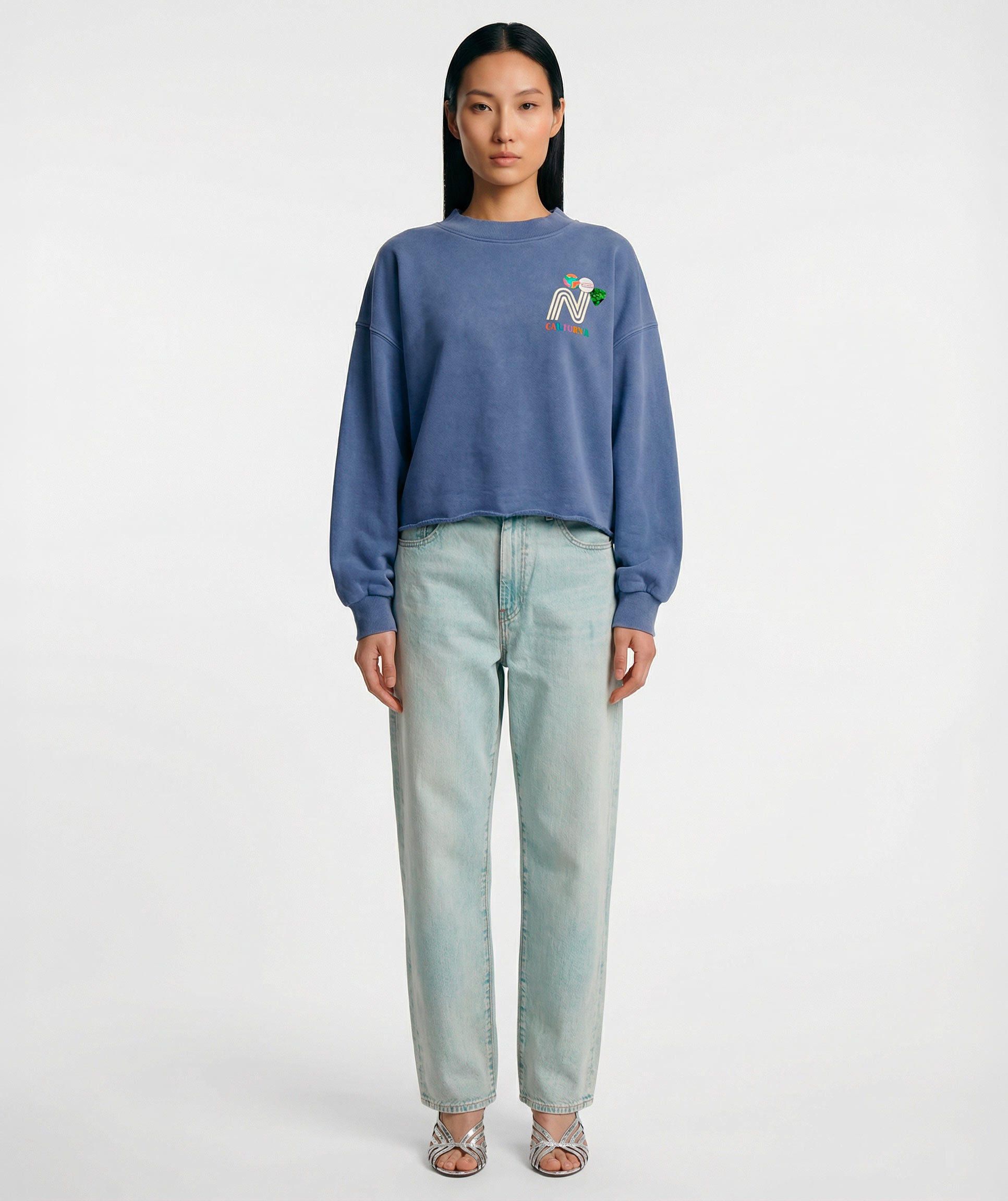 Sweatshirt crop porter denim "FRANCIS"