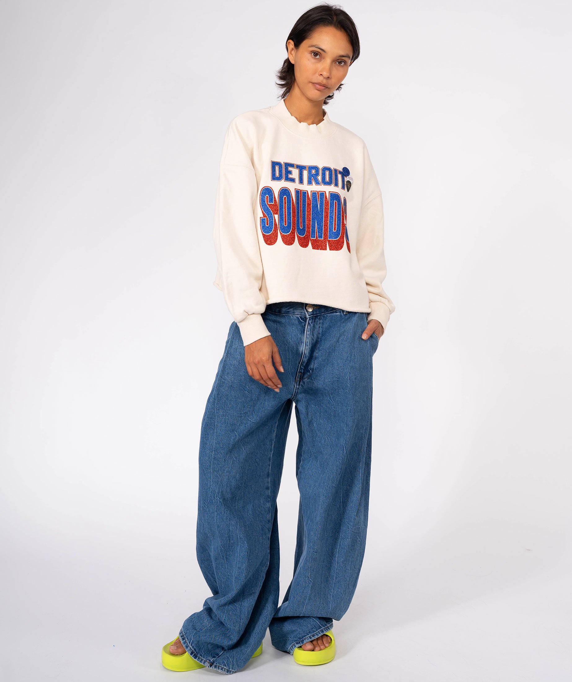 Sweatshirt crop porter natural "SONG"