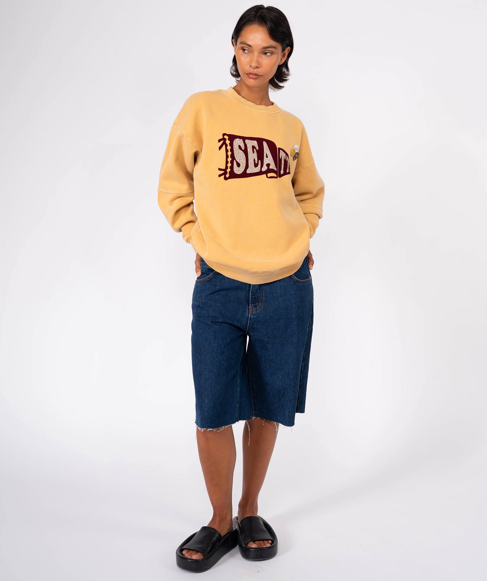 Sweatshirt roller mustard "PRENNANT"