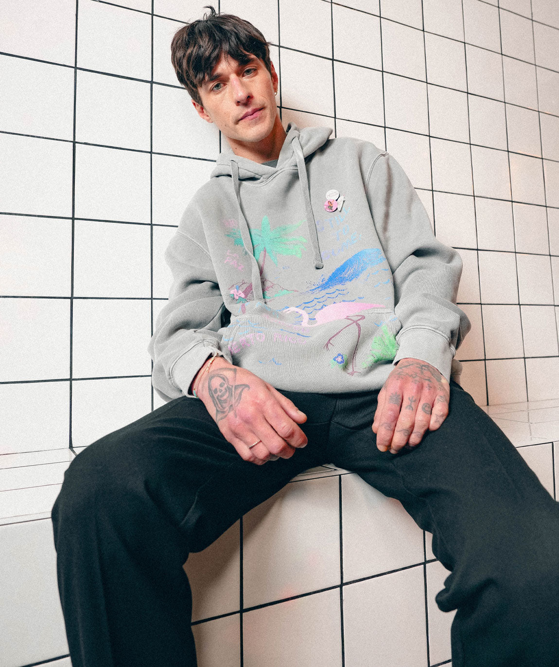 Hoodie jagger grey "FLAMINGO