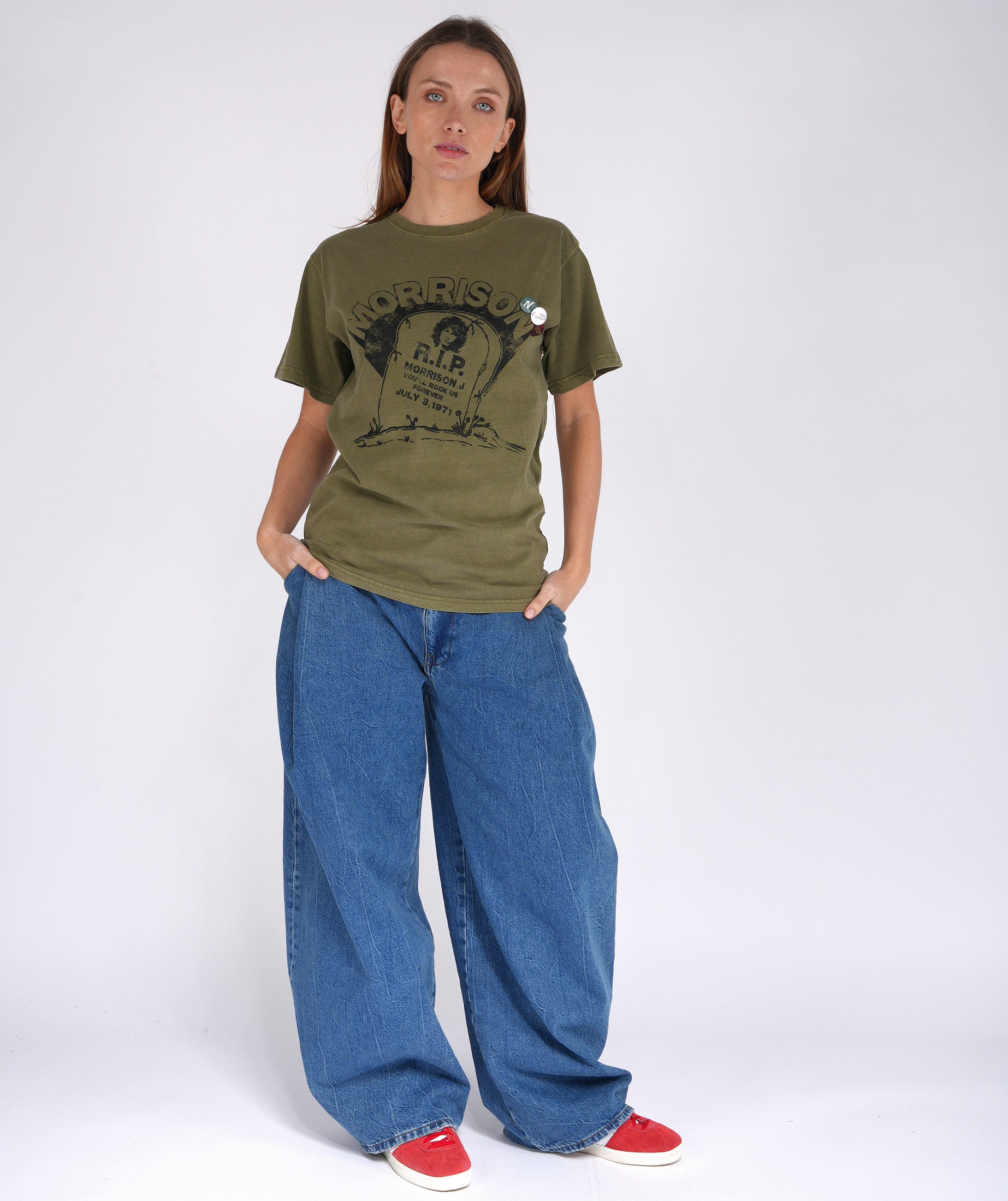 Khaki trucker tee shirt "RIP"