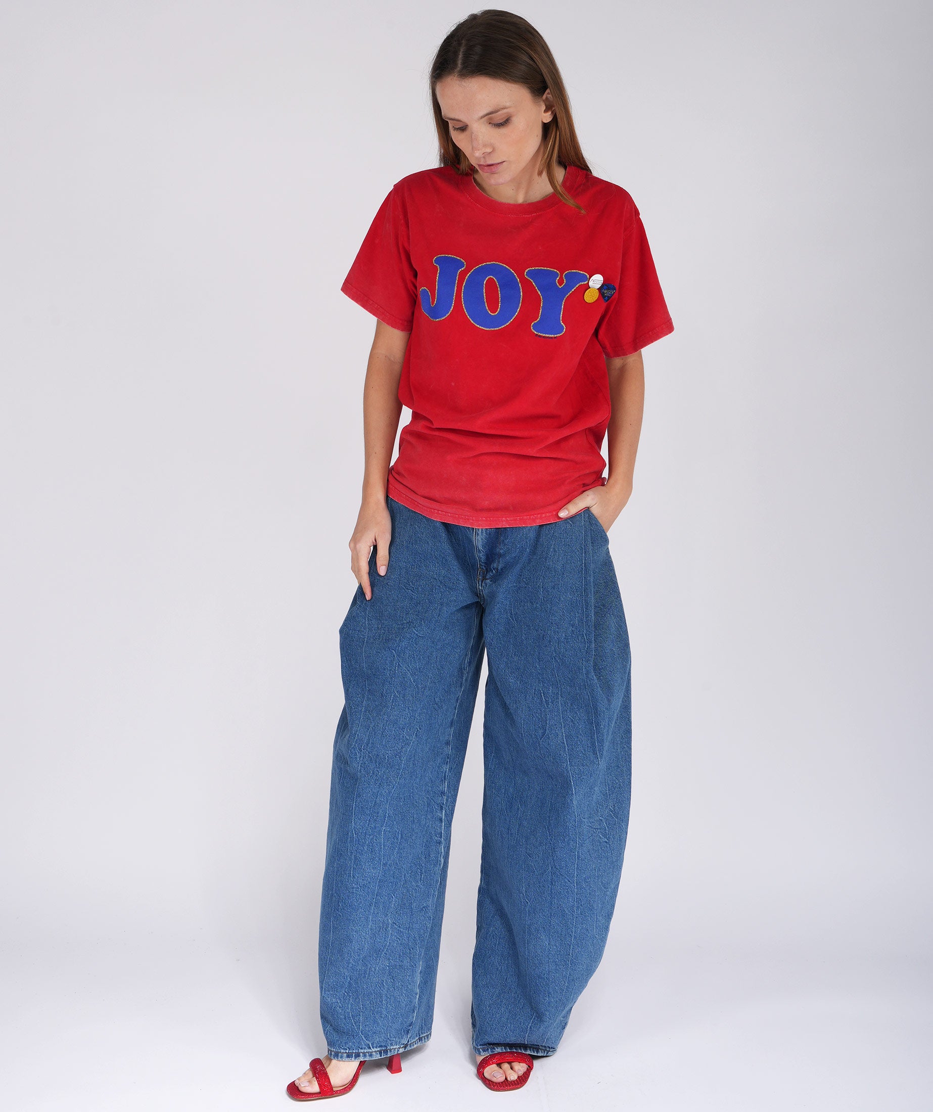 Red acid trucker tee "JOY FW21"