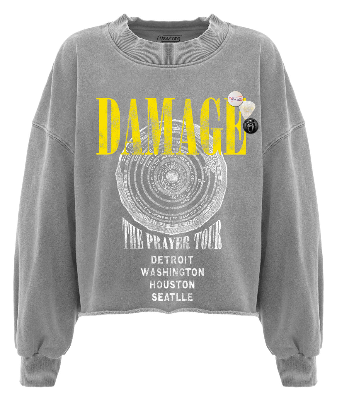 "DAMAGE" gray crop sweatshirt