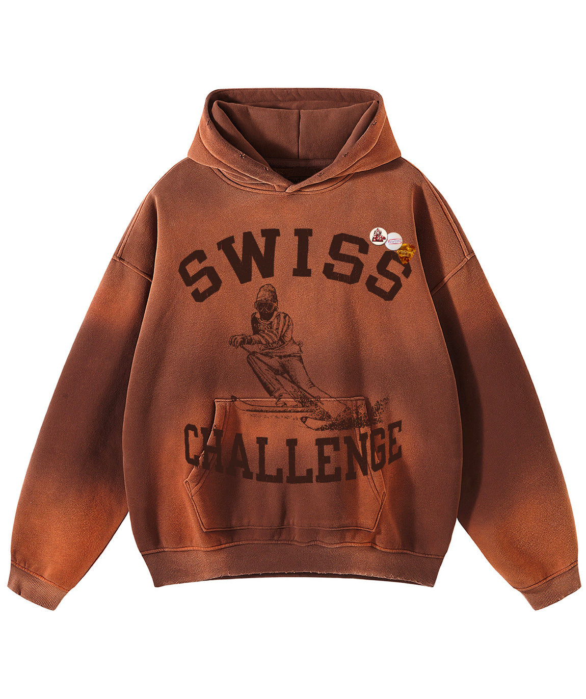 Vintage brown "SWISS" Skyler hoodie