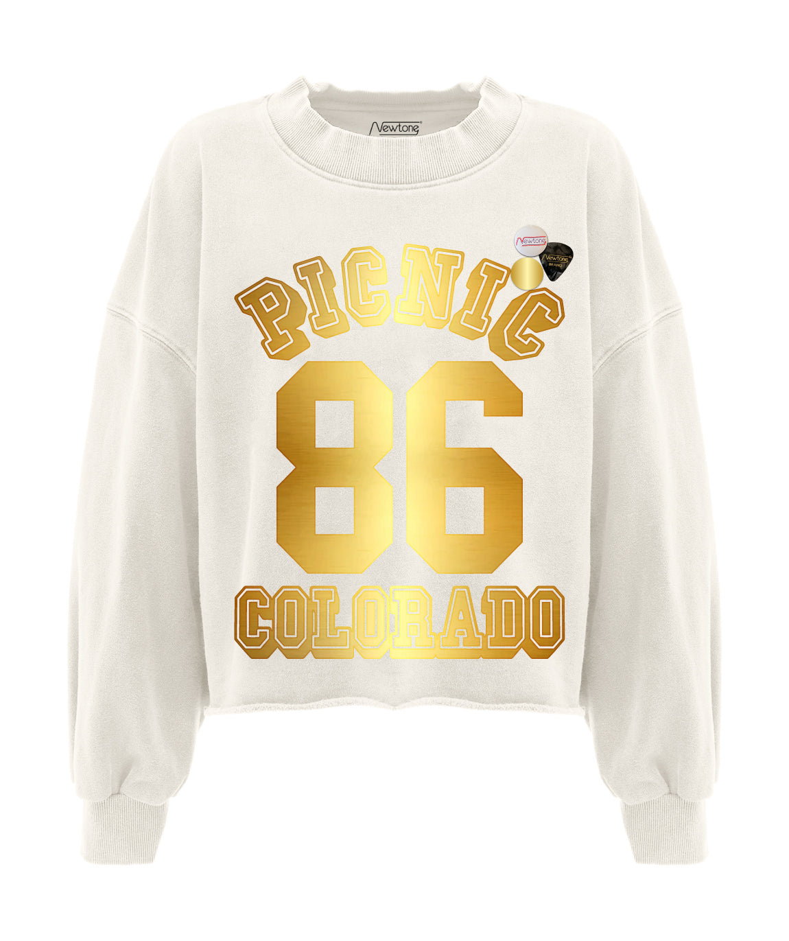 Natural crop sweatshirt "PICNIC"