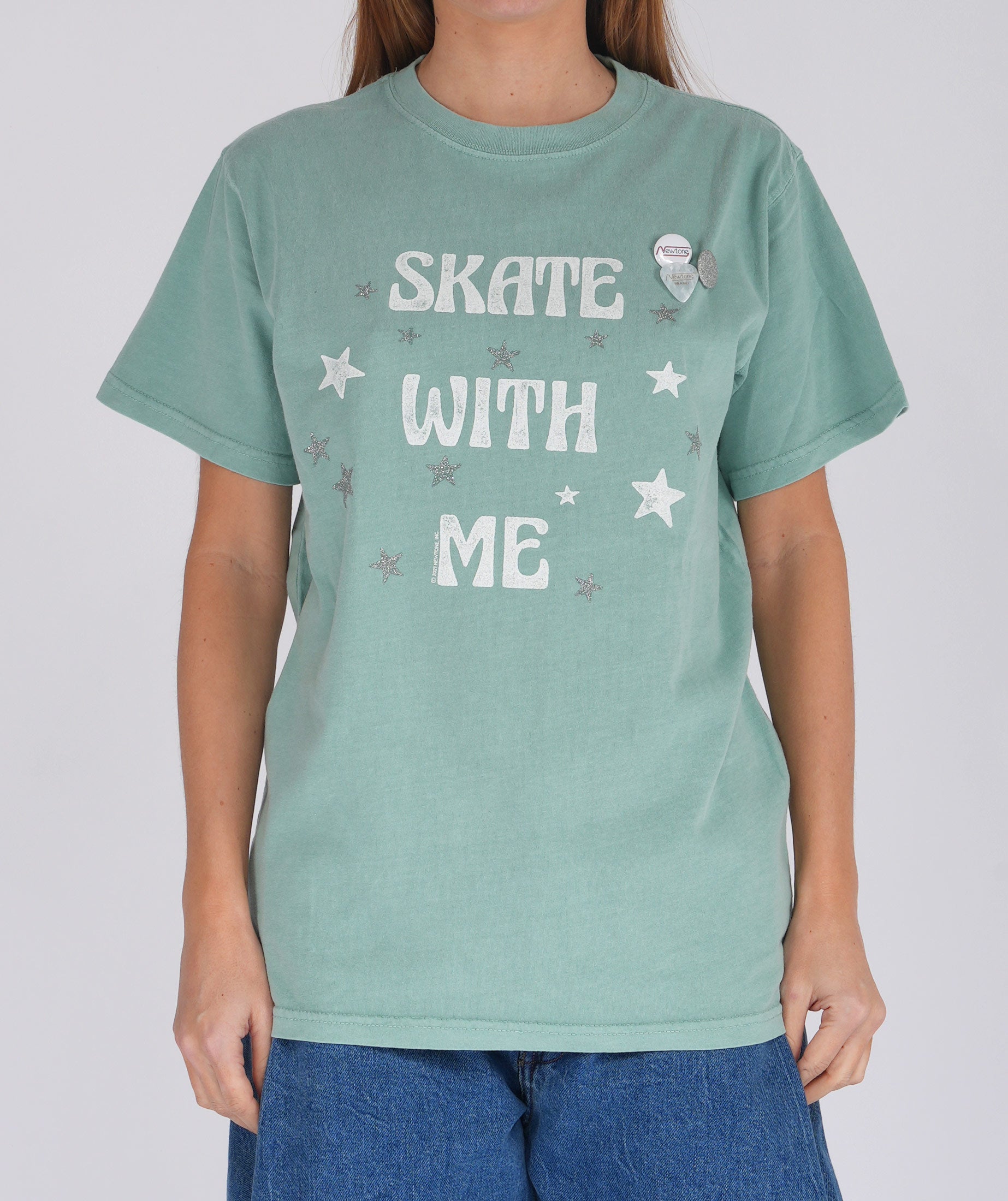 SKATE WITH ME" trucker glass tee shirt
