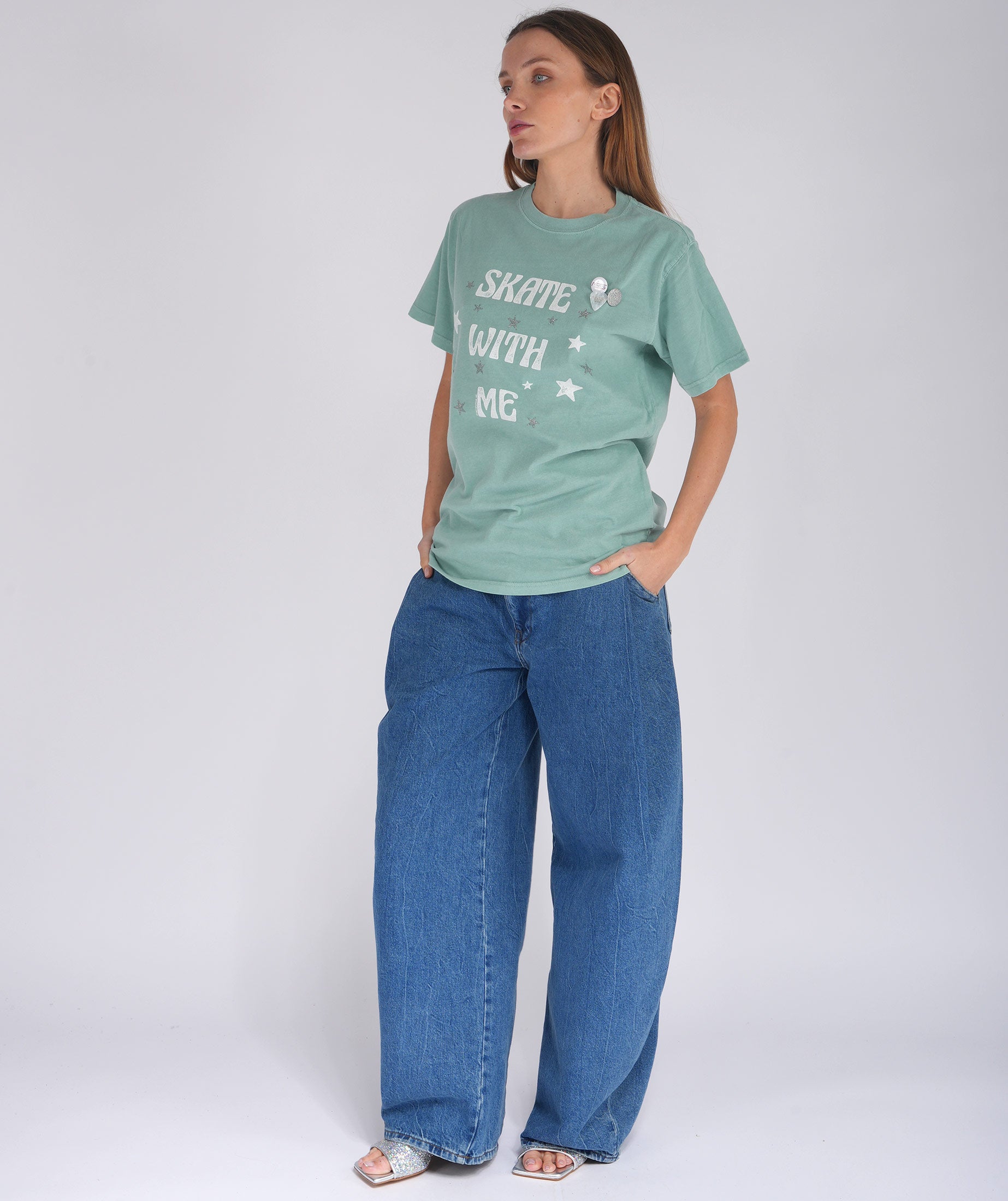 SKATE WITH ME" trucker glass tee shirt